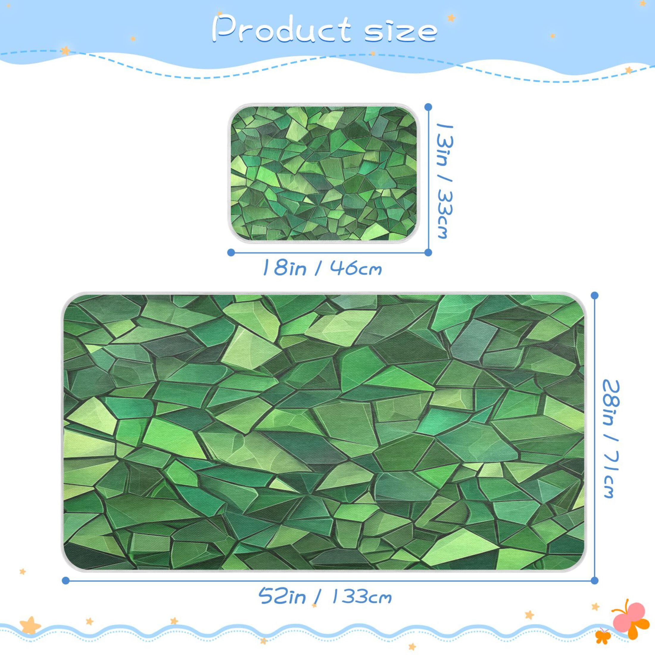 Takiito Split Glass Green Baby Cooling Mattress Pad, Soft & Breathable Cooling Mat Keep Baby Cool in Summer 28x52 in, Nursery Essential