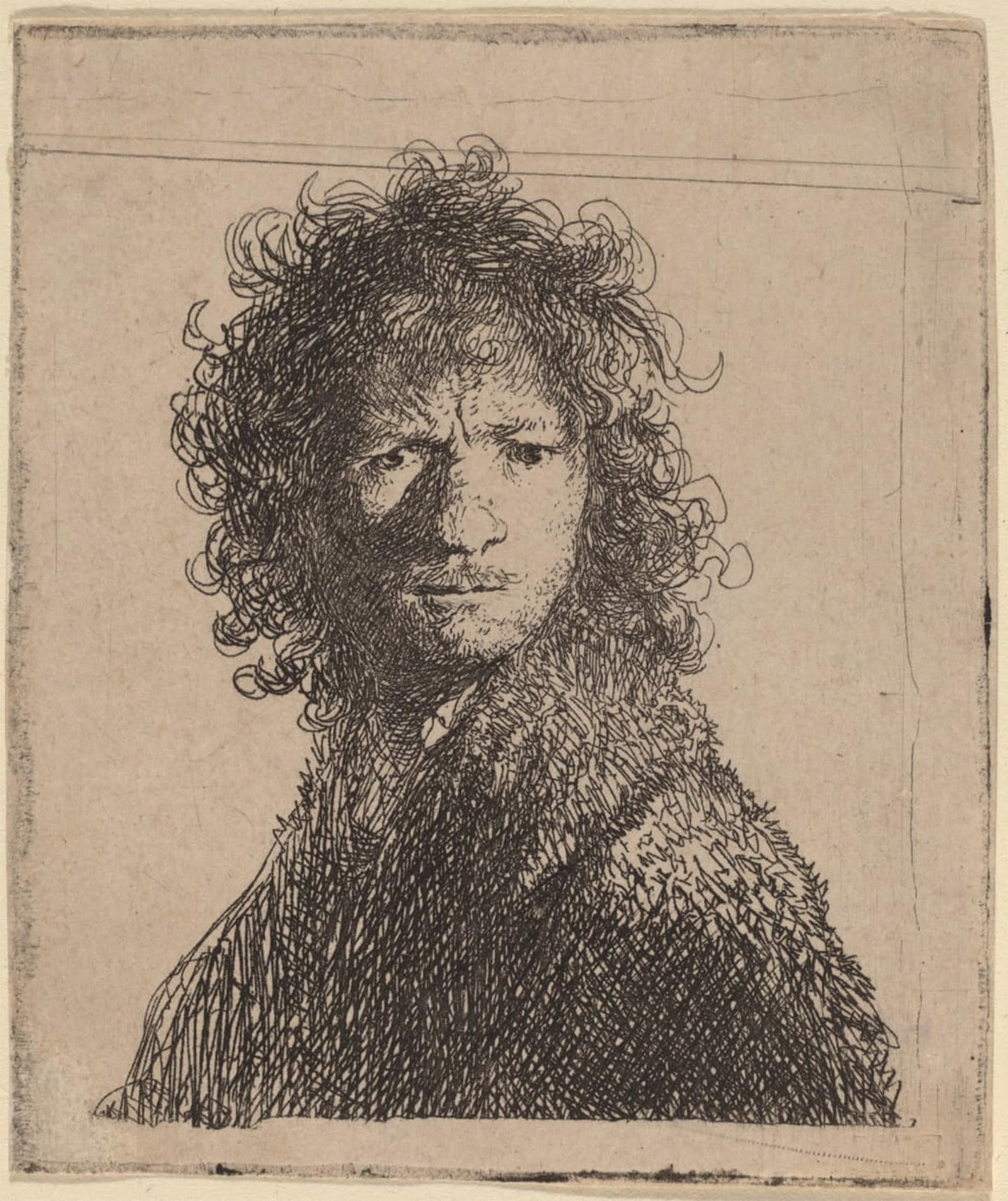 ARTXLXXBN Famous Art Print Poster Vintage Wall Art Self-portrait, Frowning by Rembrandt van Rijn Canvas Art Poster for Home Decor 60x90cm