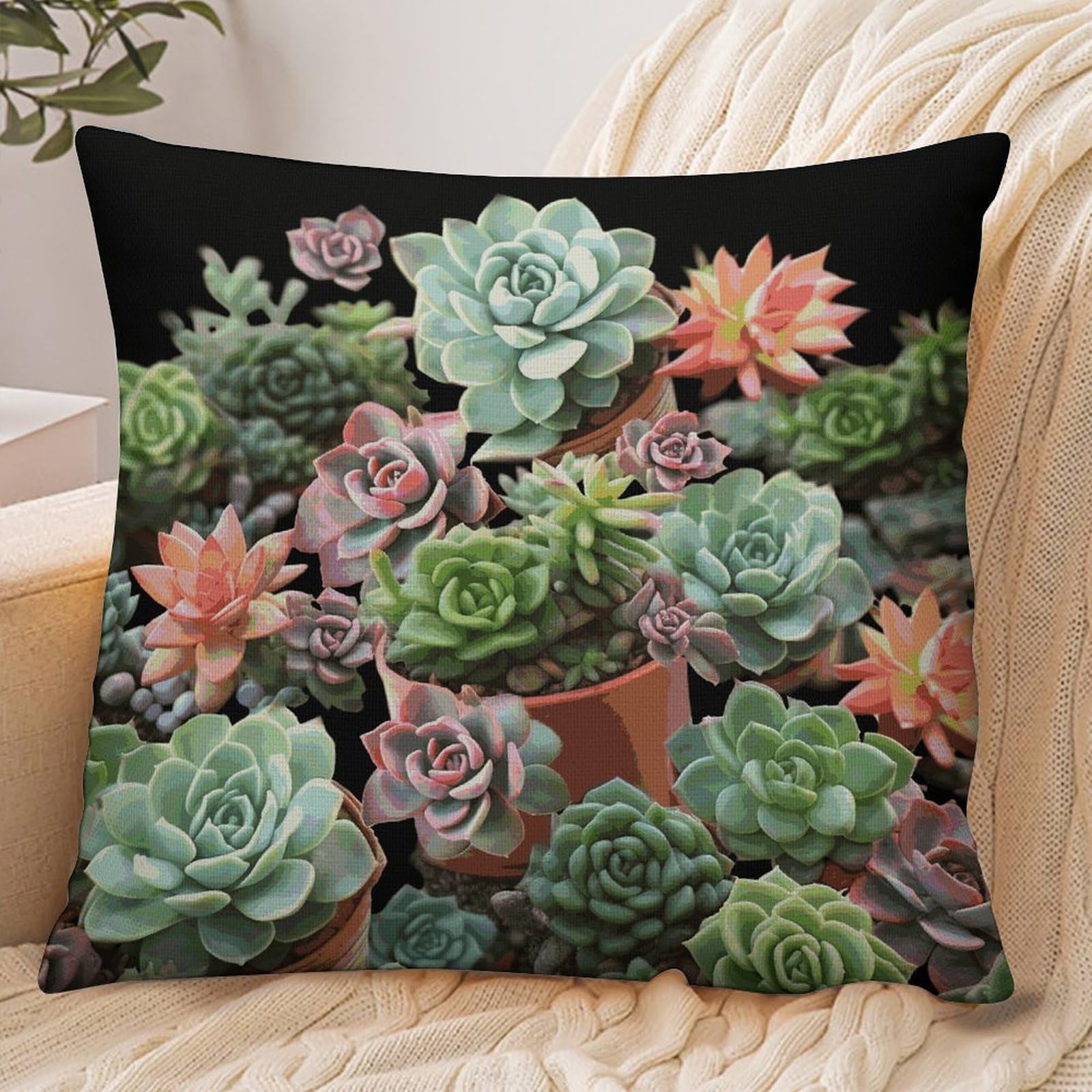 Fekiloot Style Succulents Pillowcase Pillow Sham Pillow Case