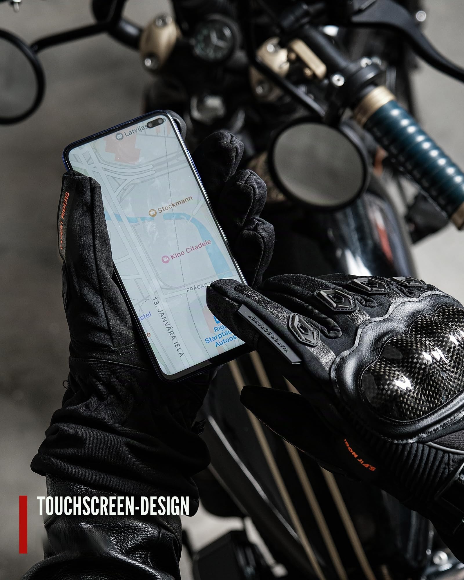 BORLENI Winter Motorradhandschuhe Herren mit CE-Level 1 KP, Motorrad Handschuhe Warm mit 3M Thinsulate, Wasserdicht Winddicht Winterhandschuhe mit Touchscreen & Kohlefaser Knöchelschutz, Größe M-XXL