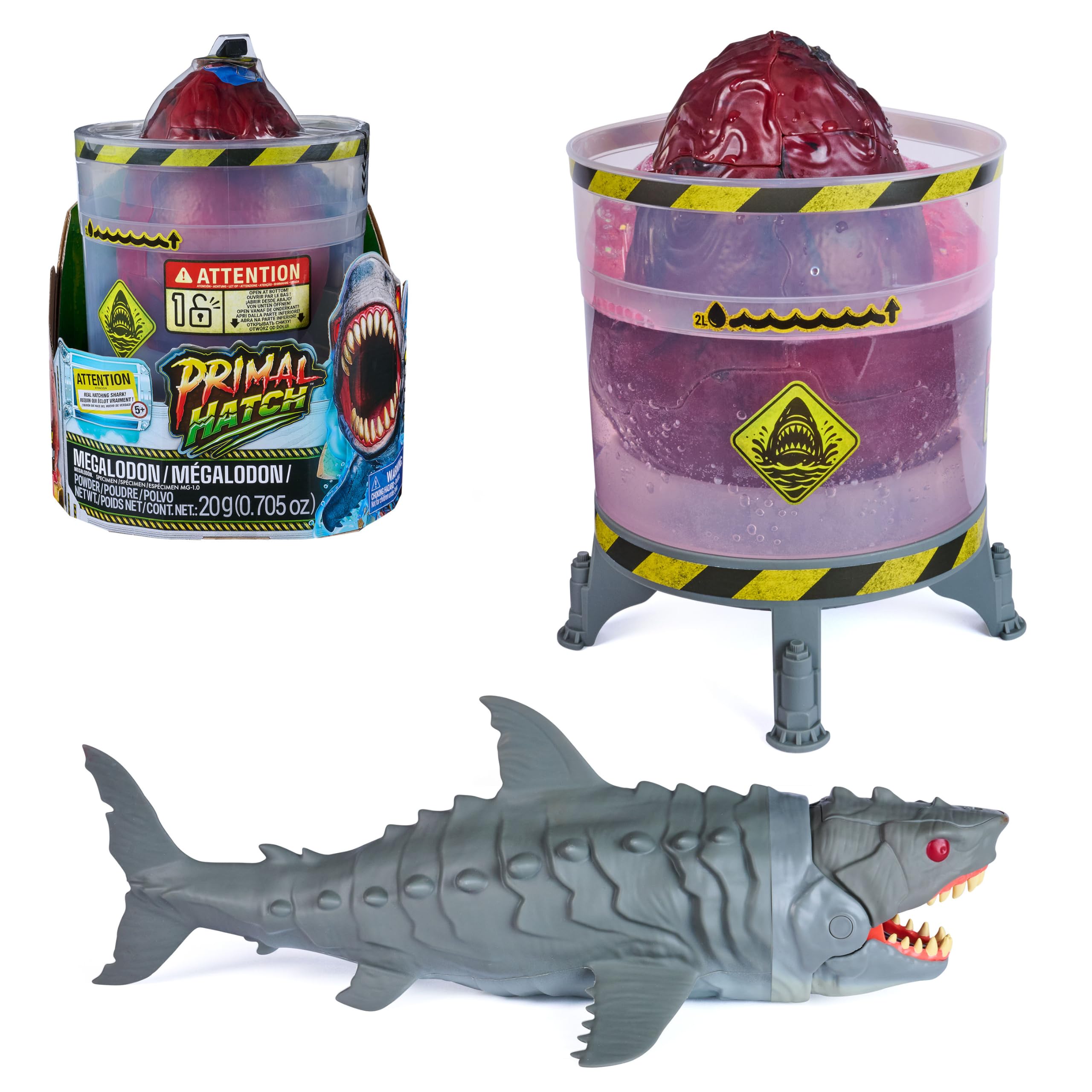 Primal Hatch interaktiver Megalodon Hai mit Schlüpf-Moment, ab 5 Jahren | Schlüpft immer wieder, Sensorgesteuerte Schnappfunktion, Über 80 Sounds- und Reaktionen, LED Augen und 4 Spielmodi