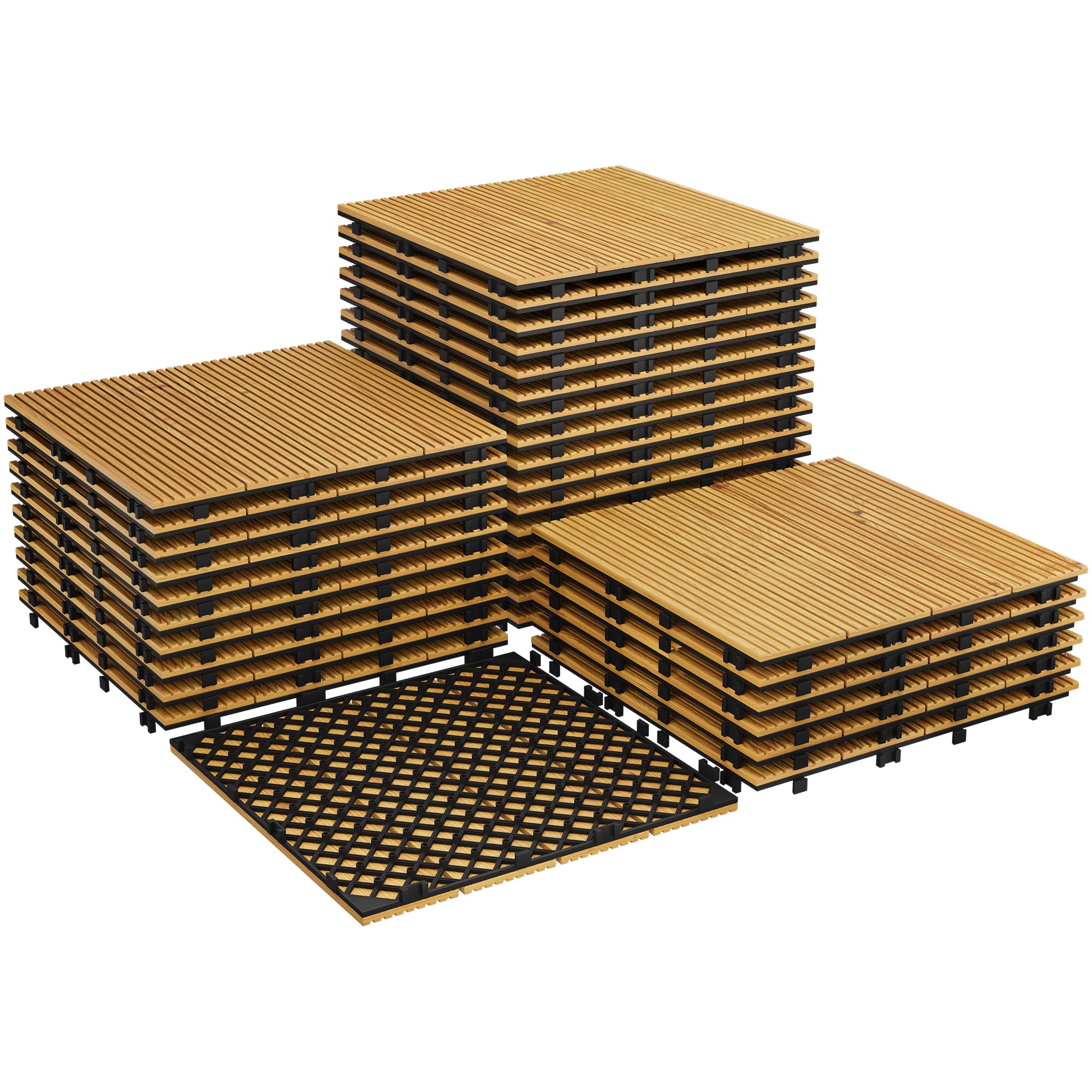 Dalles extensionérieur bois d'acacia massif 30x30cm Jaune 33PCS