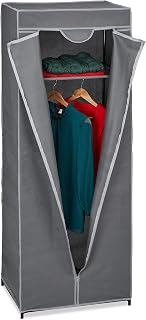 Relaxdays Stoffschrank mit Kleiderstange & 1 Ablage, 157x60x45 cm, Überzug mit Reißverschluss, Kleiderschrank, Farbwahl