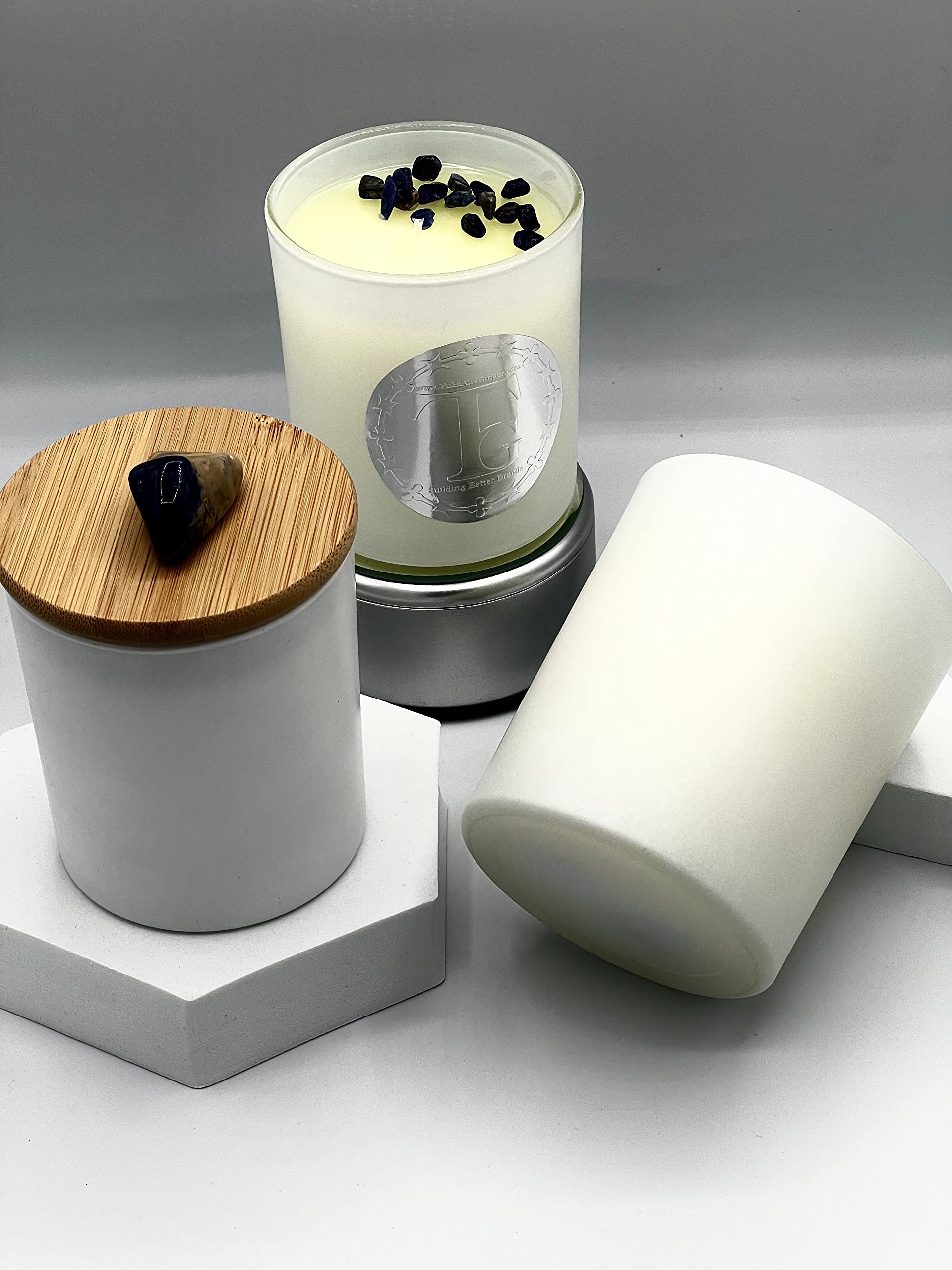 Large 18 Piece Set White 14 oz. Candle Making Jars | Empty Bulk Candle Vessel Holder | DIY Candle Jar Vessel