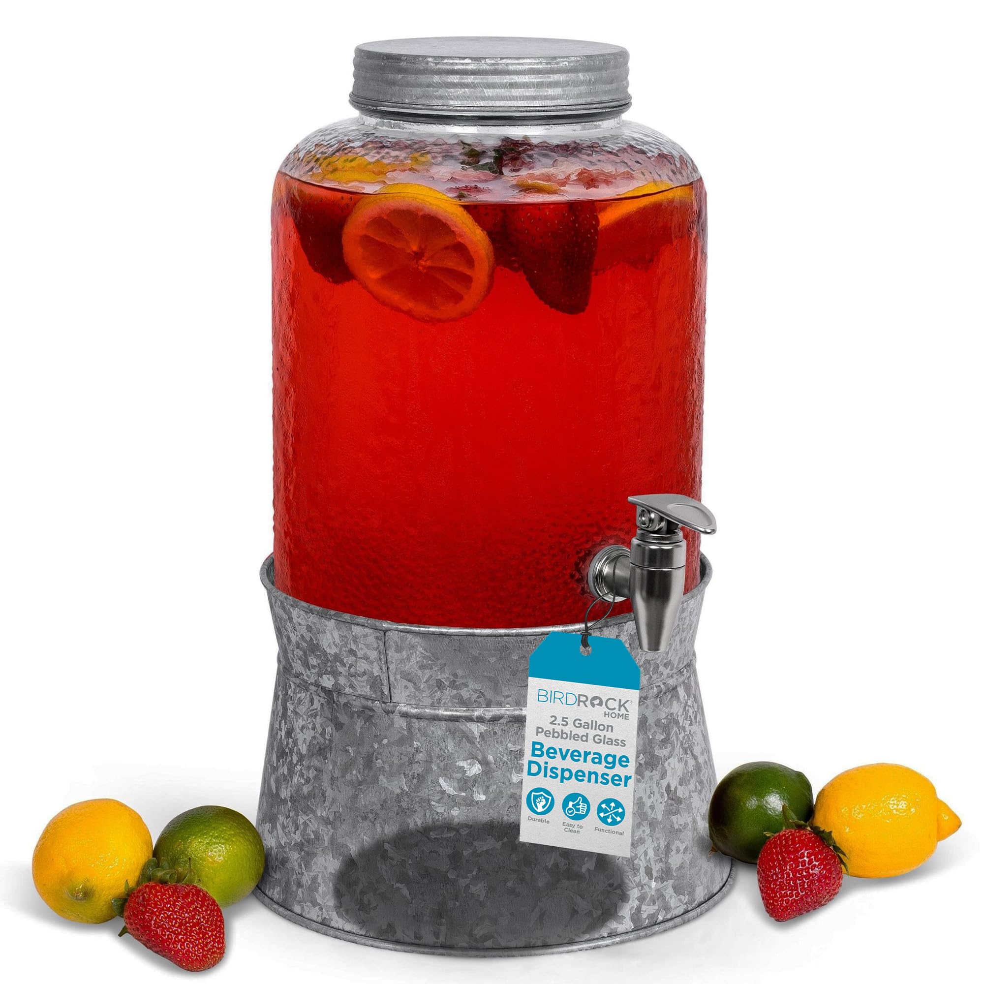 Birdrock Home Galvanisé Seau De Boisson Avec Support