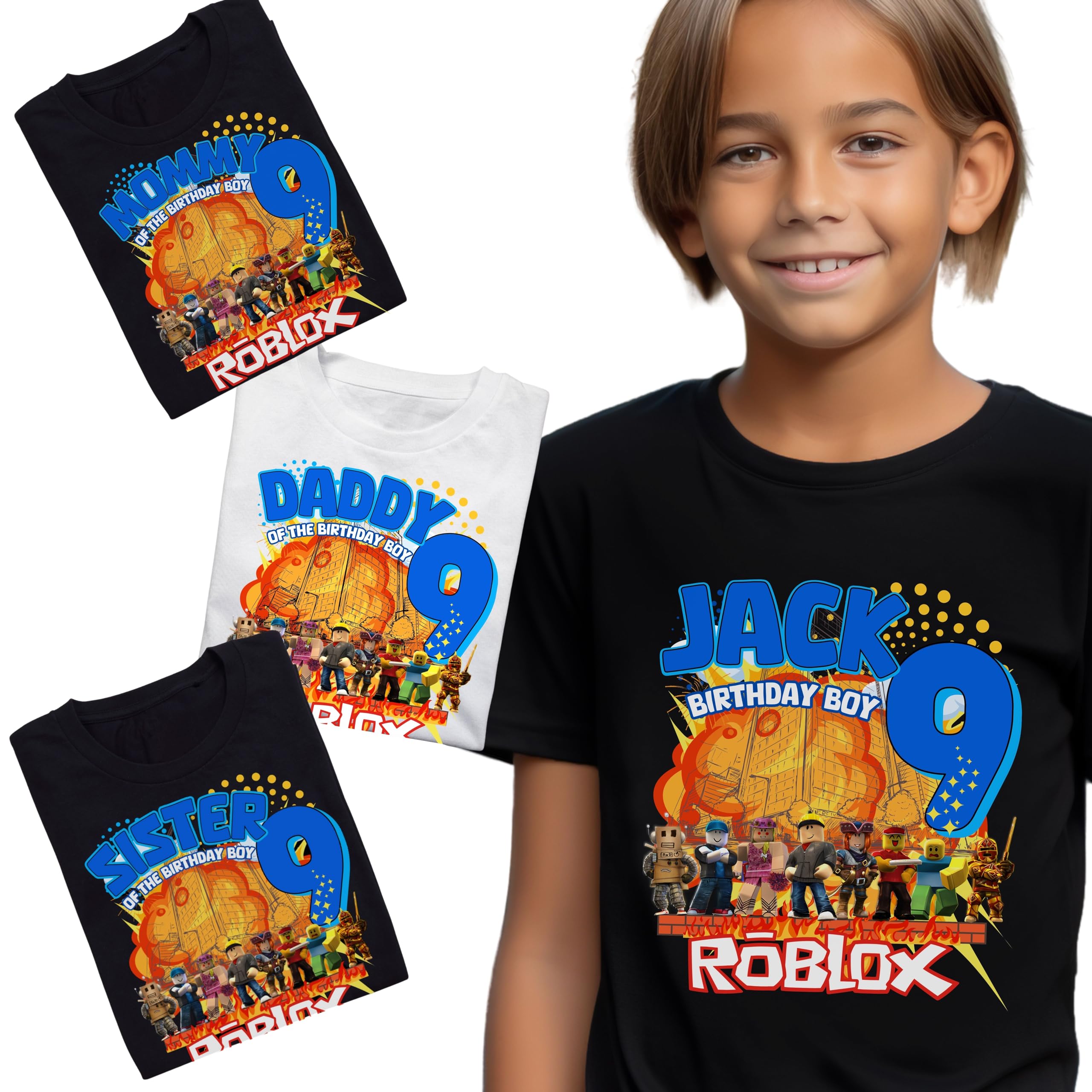 Custom Birthday Family Matching Shirts, Family Personalized Shirts, Robux Characters T-Shirts, Video Games t-Shirt, Blocks Shirt, Camiseta