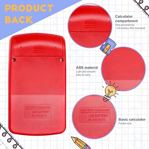 Miniatura 4 de Paquete de 12 mini calculadoras básicas de tamaño de bolsillo para estudiantes en ángulo de mano, pantalla de 8 dígitos, batería solar, calculadora