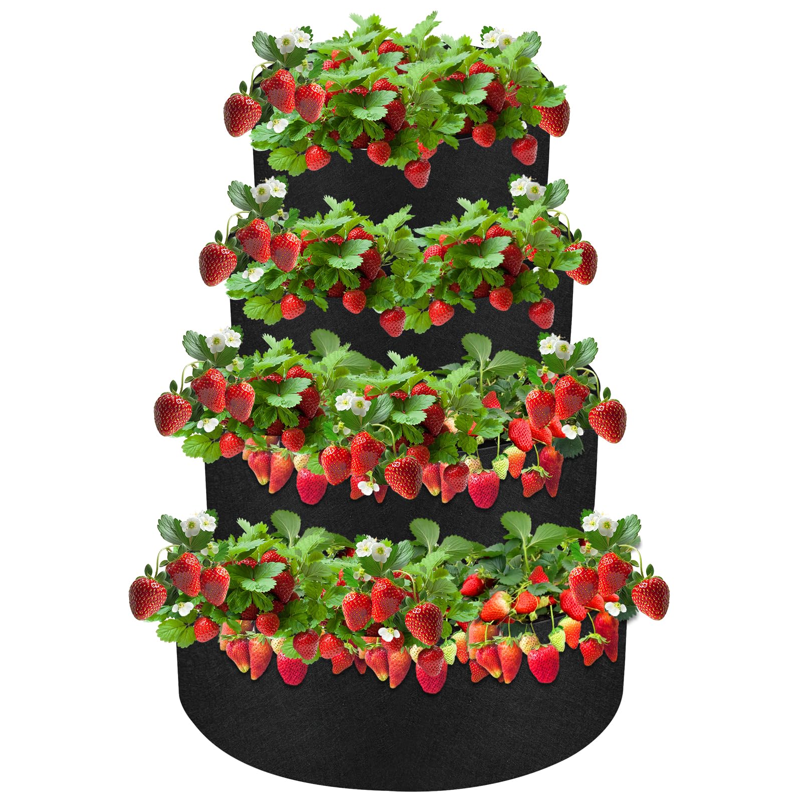 Sibosen 4 Tiered Fabric Strawberry Planter Strawberry Pyramid Planter for Outdoor Growing Vegetables Herb Plant（36 28 20 12 Inch ）