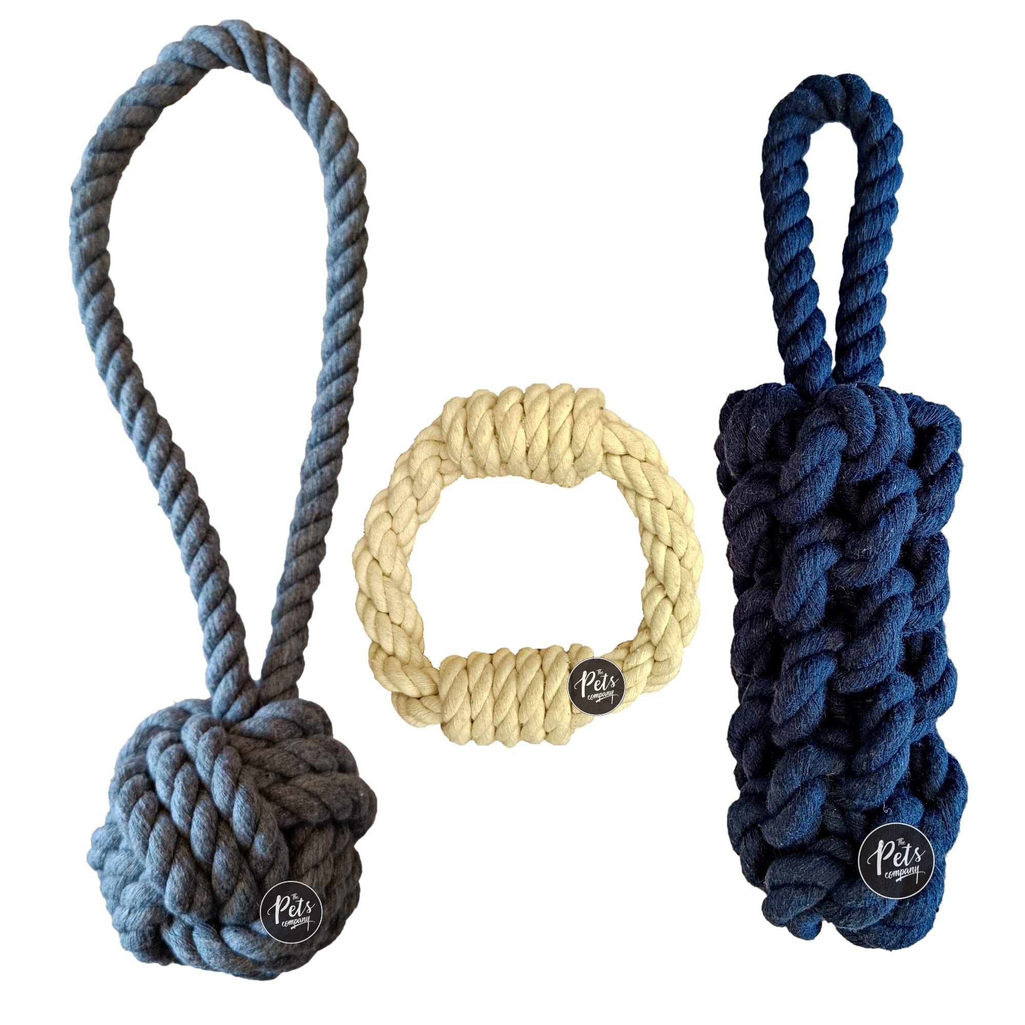 The Pets Company Dog Rope Toy for Adult Aggressive Chewers, Dental Cleaning (Natural Ball + Ring + Tug) Dog Toy Combo of 3 for Large Dogs (B0BQGPB5NP) Amazon Price History, Amazon Price Tracker