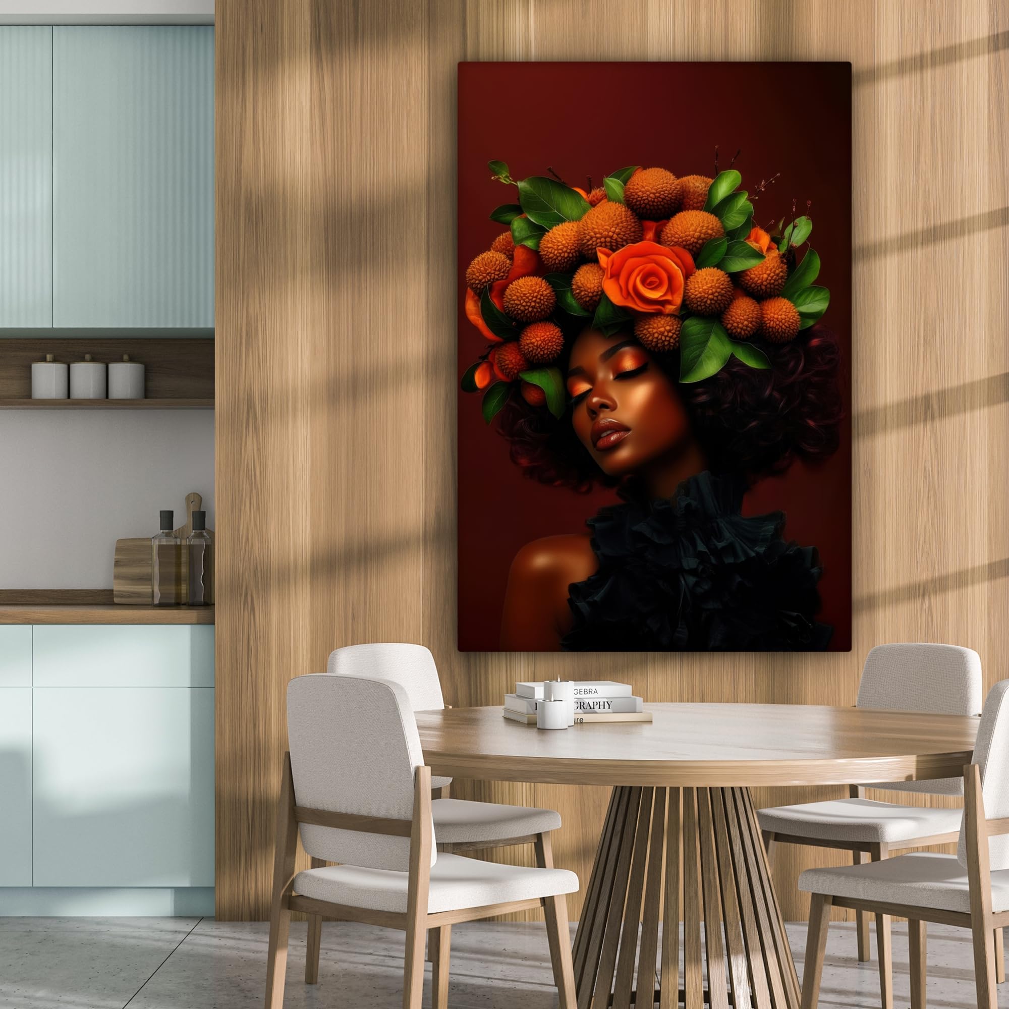 MuchoWow© Quadri Moderni Soggiorno Poster Da Parete Decorazioni Muro | 80x120 cm - Salotto Quadro Grande Foto Con Cornice Stampe Su Tela Camera Da Letto Donna - Litchi - Esotico
