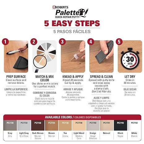 ROBERTS Palette Quick-Repair Putty for Wood, Laminate & Vinyl - Brown