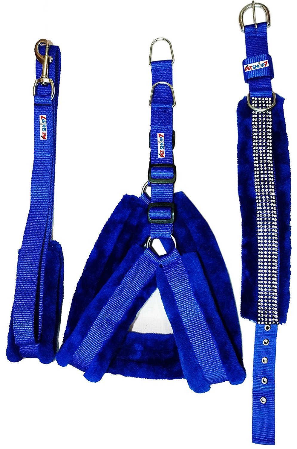 Skora Nylon Blue Fur 1.25 Inch Large Dog Harness, Dog Collar & Leash (Chest Size : 28-34 inch) (B075QFMM16) Amazon Price History, Amazon Price Tracker