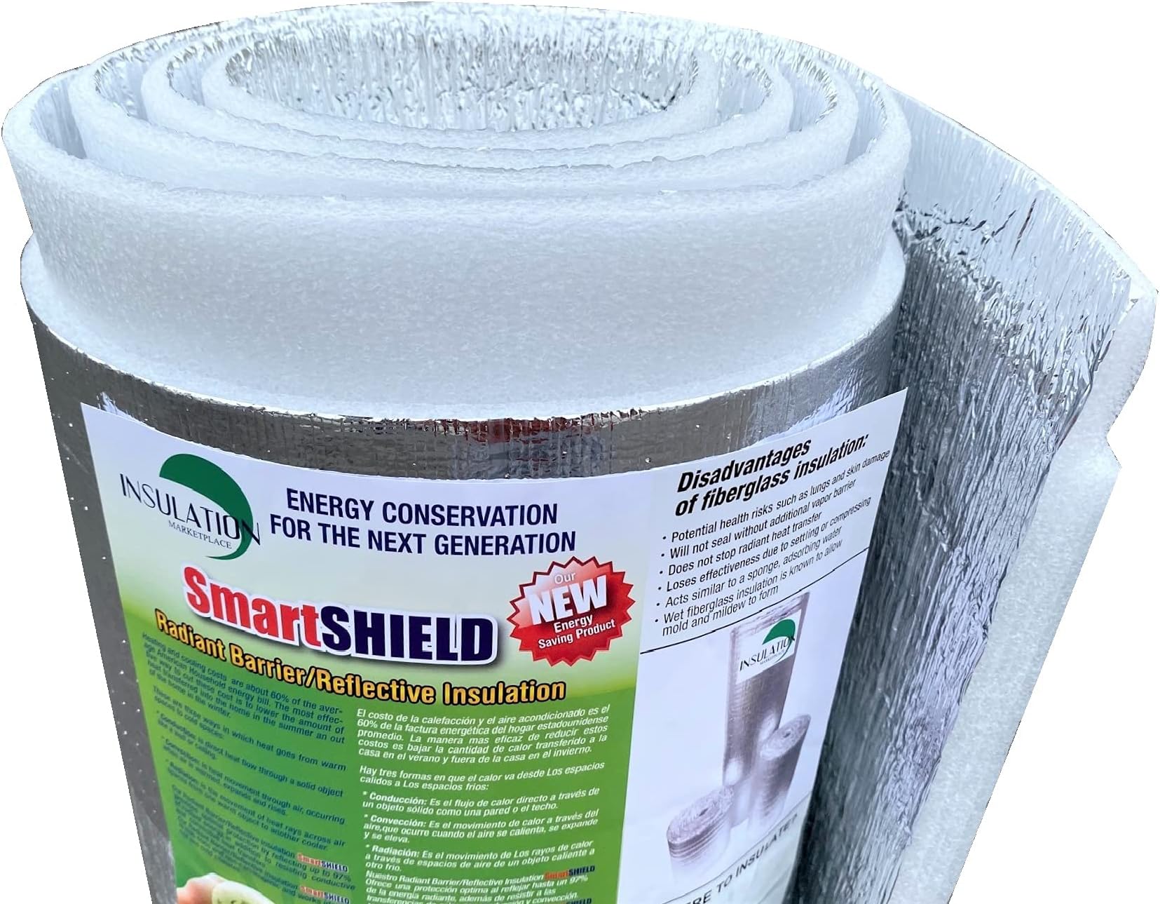 SmartSHIELD -20mm 48"X25ft Reflective Insulation Roll, Foam Core Radiant Barrier, Thermal Foil Insulation Panel - 0.8 Inch Thickness, R-23