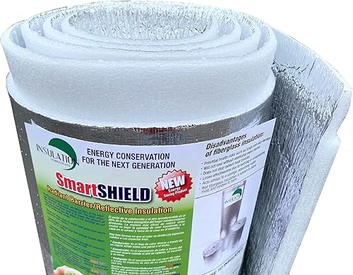 SmartSHIELD - Rollo de aislamiento reflectante de 0.787in, 48 x 25 pies, barrera radiante con núcleo de espuma, panel de aislamiento térmico de