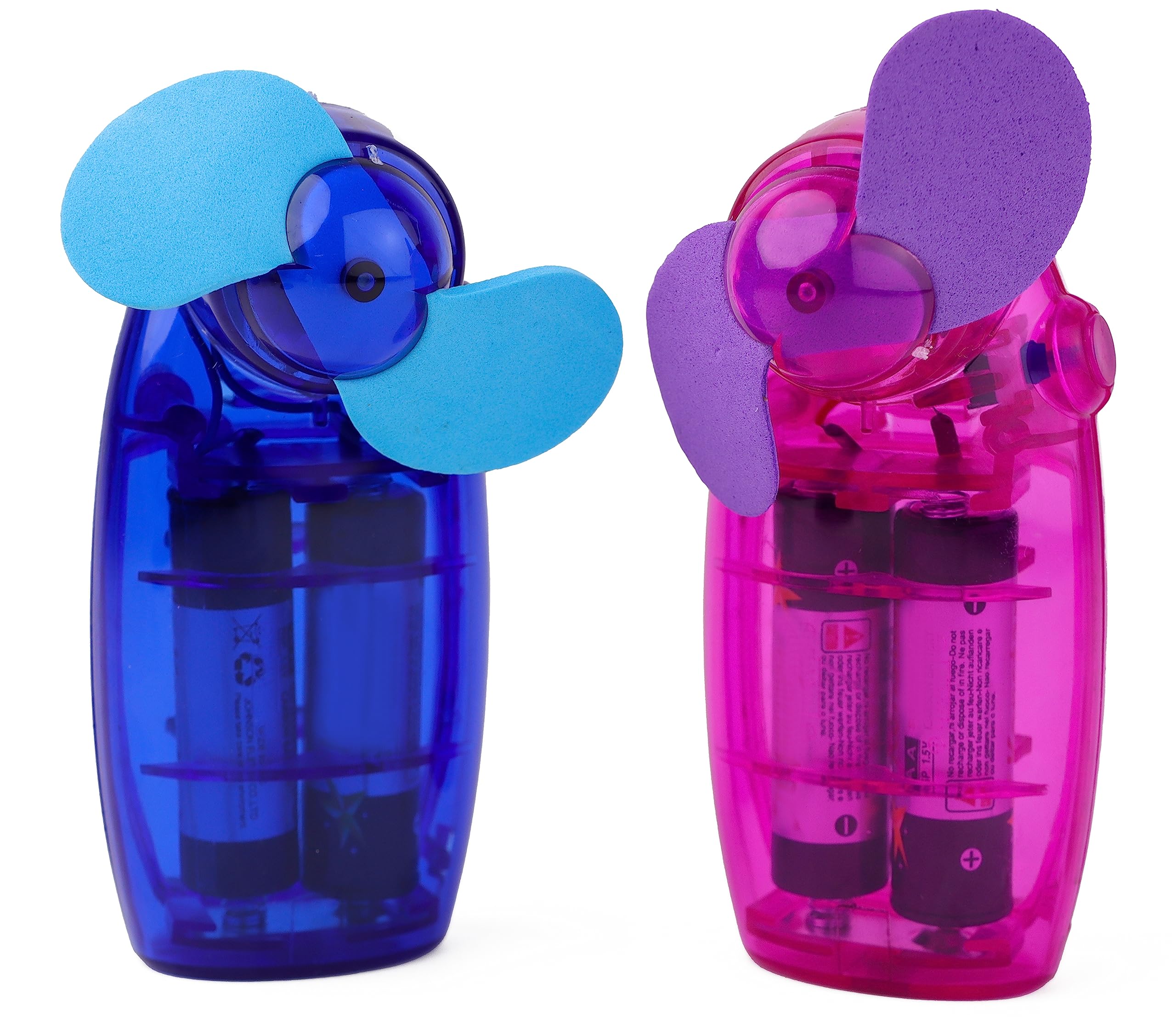 DIVCHI Pack of 2 Mini Portable Pocket Hand Held Fan Cool Air Travel Fan For Men Women, Kids Batteries Included