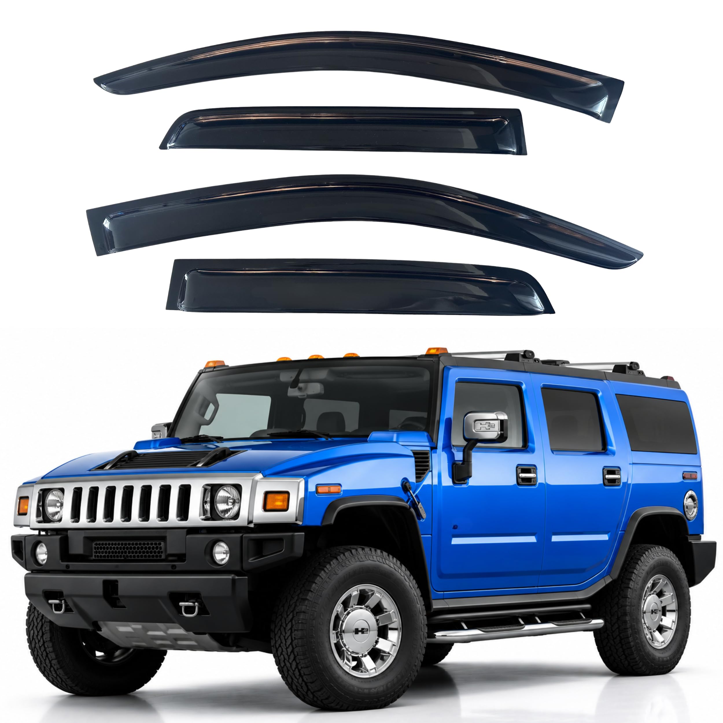 IG Window Visors Fit for 2003-2009 Hummer H2, Out-Channel Rain Guards Vent Wind Deflectors 4PC, Car Accessories for 03-09 Hummer H2