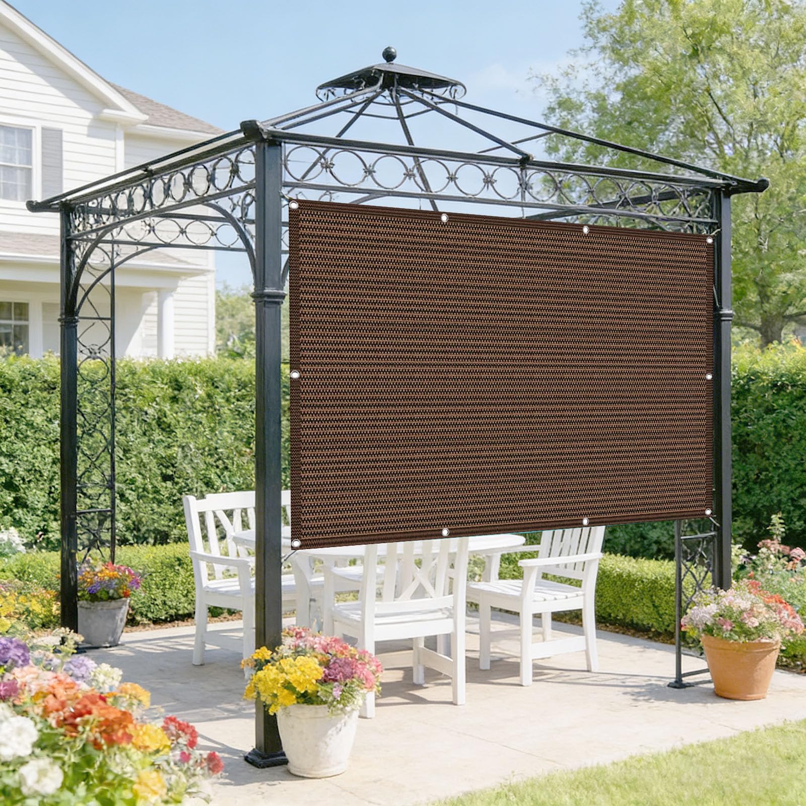 Brise vue balcon marron 290x320 cm pour créer un coin de fraîcheur ombragé
