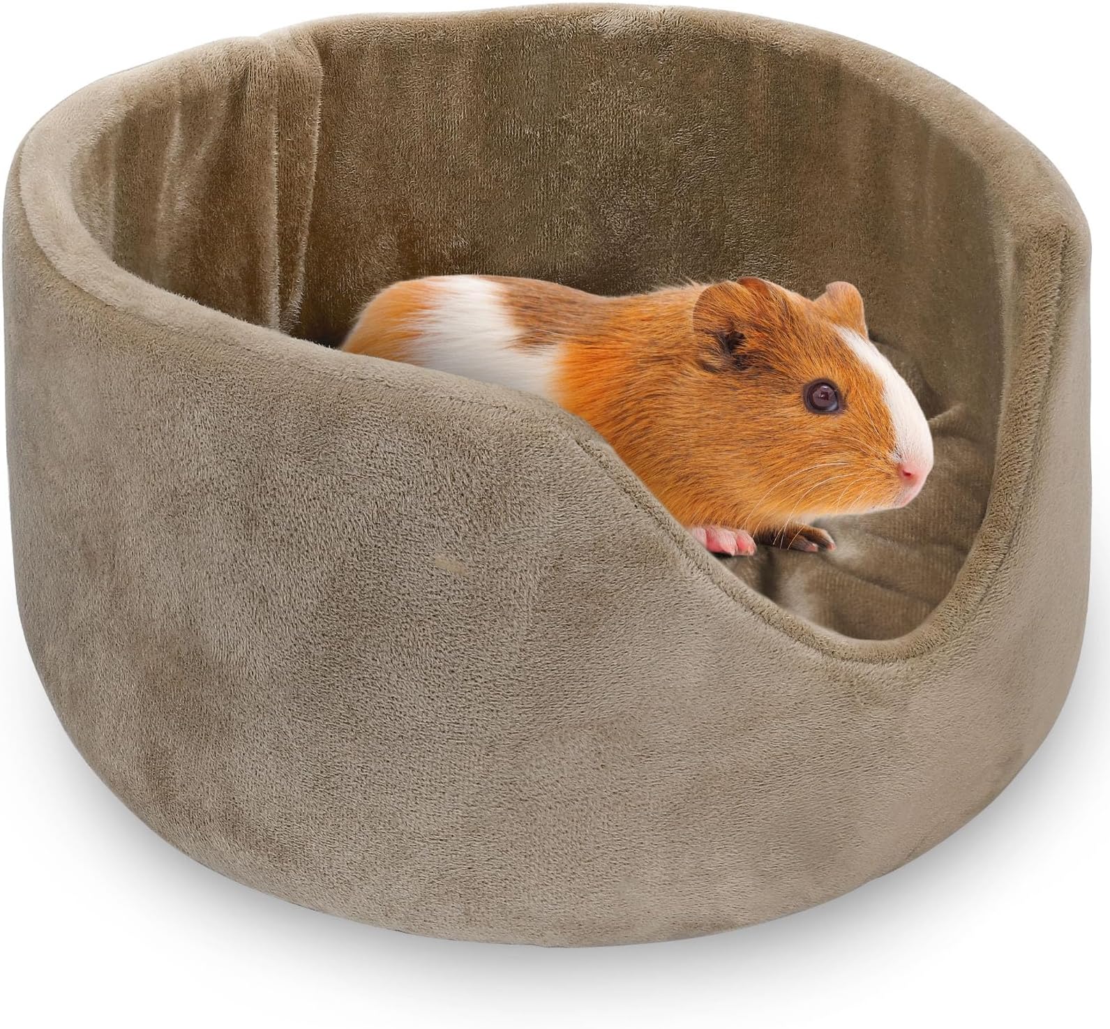 MEWTOGOGuinea Pig Beds - Warm & Washable Bunny Chinchilla Hamster Ferret Bed, Guinea Pig Cuddle Cup Hideout with Removable Mat for Small Animal Gift Cage Accessories, Khaki