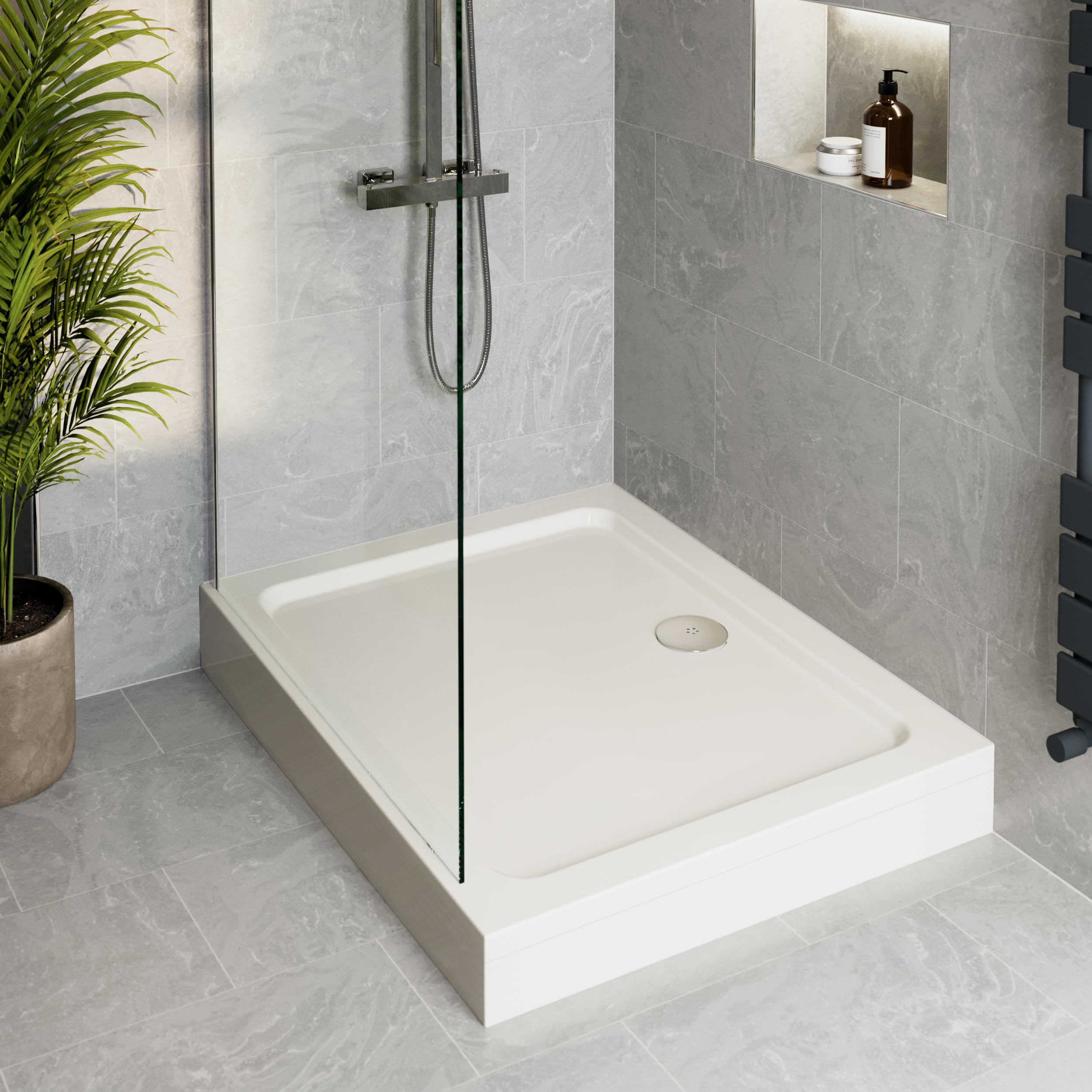 1000 X 900Mm Shower Tray Rectangular Easy Plumb Premium Anti-Slip Free Waste 5056093646941