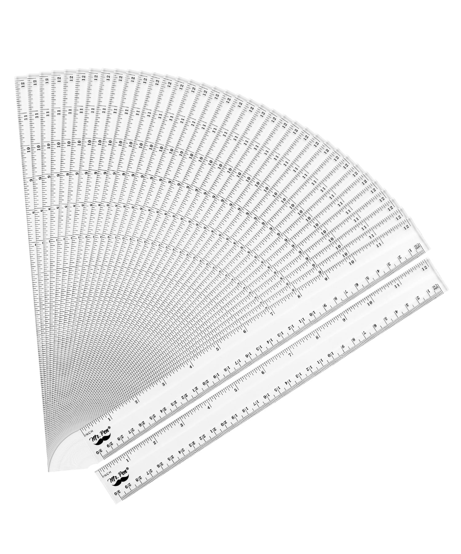 Mr. Pen- Bulk Plastic Rulers, 12 Inch, 36 Pack, Easy-to-Read Markings, Scratch-Resistant Design, Durable Clear Ruler for Crafting Office & School,