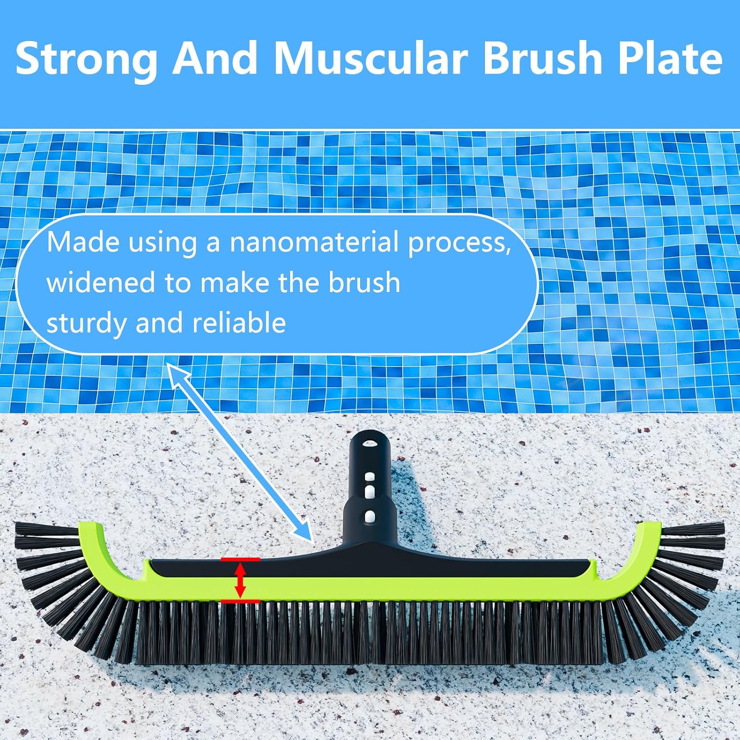 Sepetrel Upgrade Pool Brush Head for Cleaning Walls,Heavy Duty Inground/Above Ground Swimming Pool Scrub Brushes,Suitable for Various Harsh Environments - Image 3
