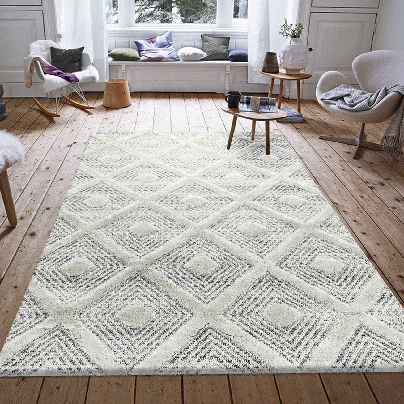 PISA - Melia - Tapis Berbère à Relief - Crème 120 x 170 cm