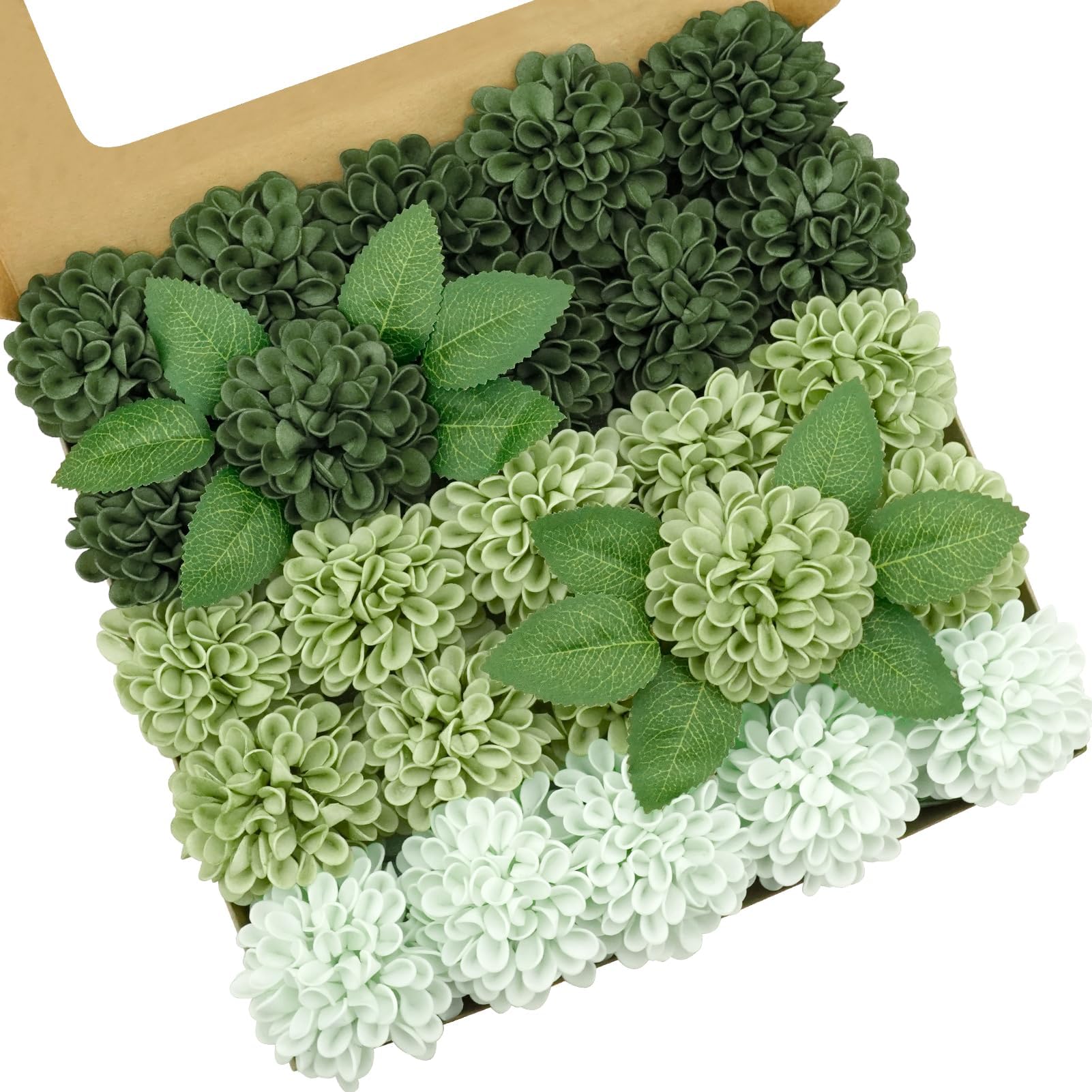 Artificial Flowers, 25pcs Emerald Green Artificial Rose for DIY Wedding — image 1