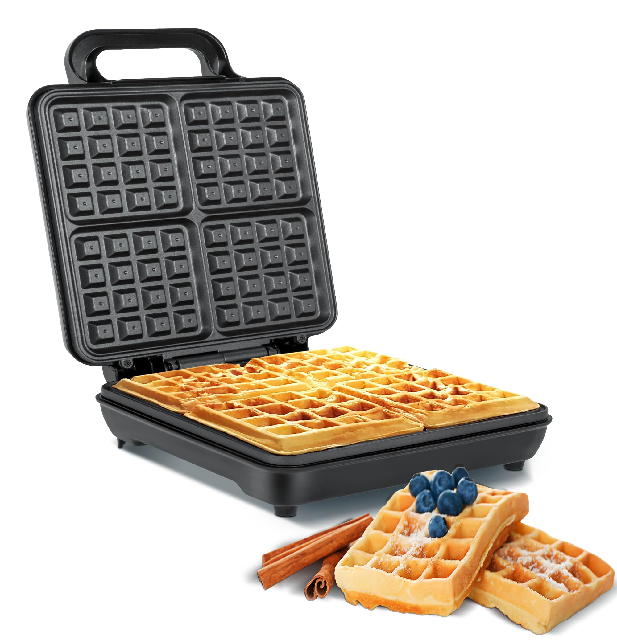 teesa TSA3224 4 Waffeln Gaufrier Belge, Métal, Noir
