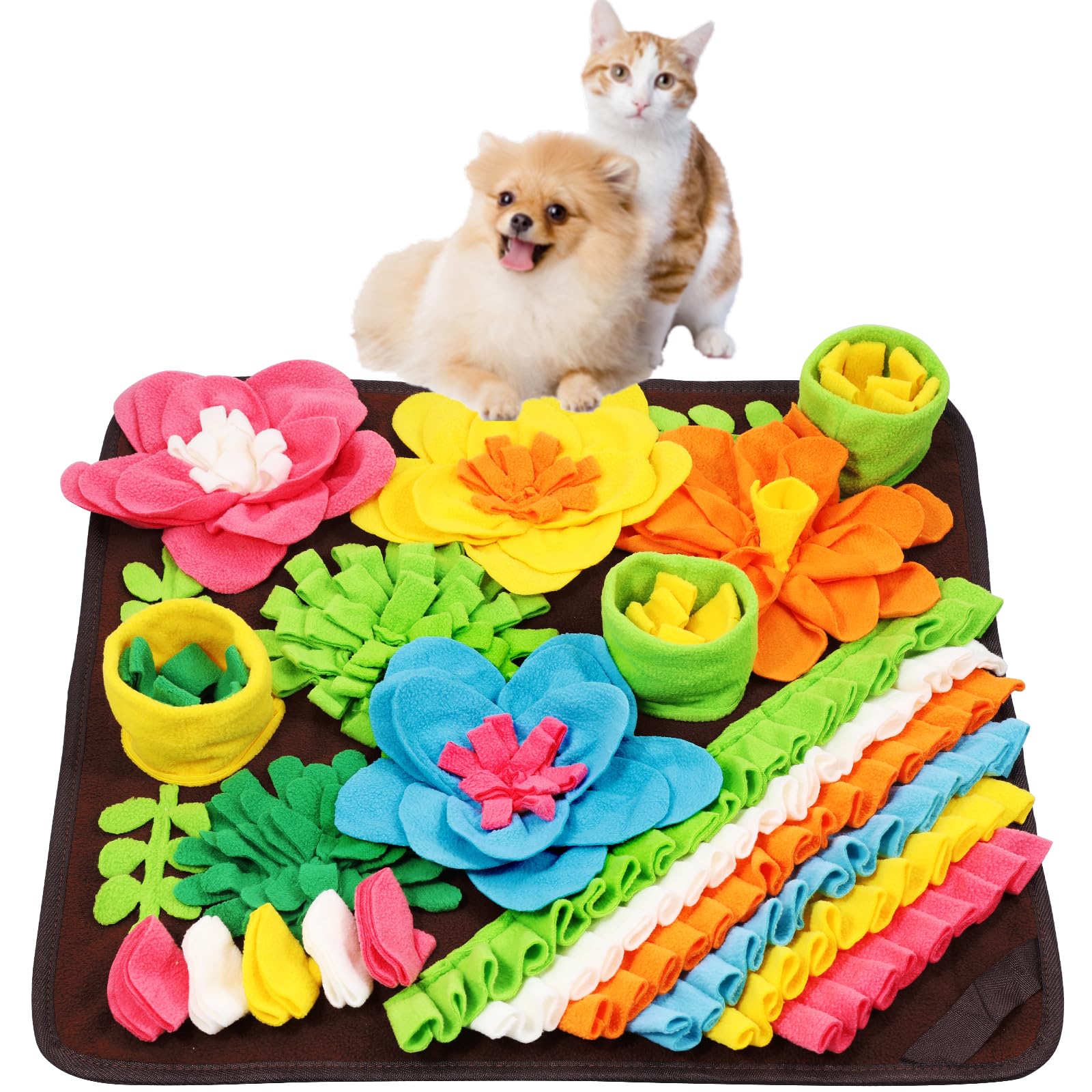 ORIA Pet Snuffle Mat, 15.4x15.4'' Interactive Sniff Mat, Dog Treats Feeding Mat for Slow Eating, Boredom, Encourages Natural Foraging Skills, Nosework