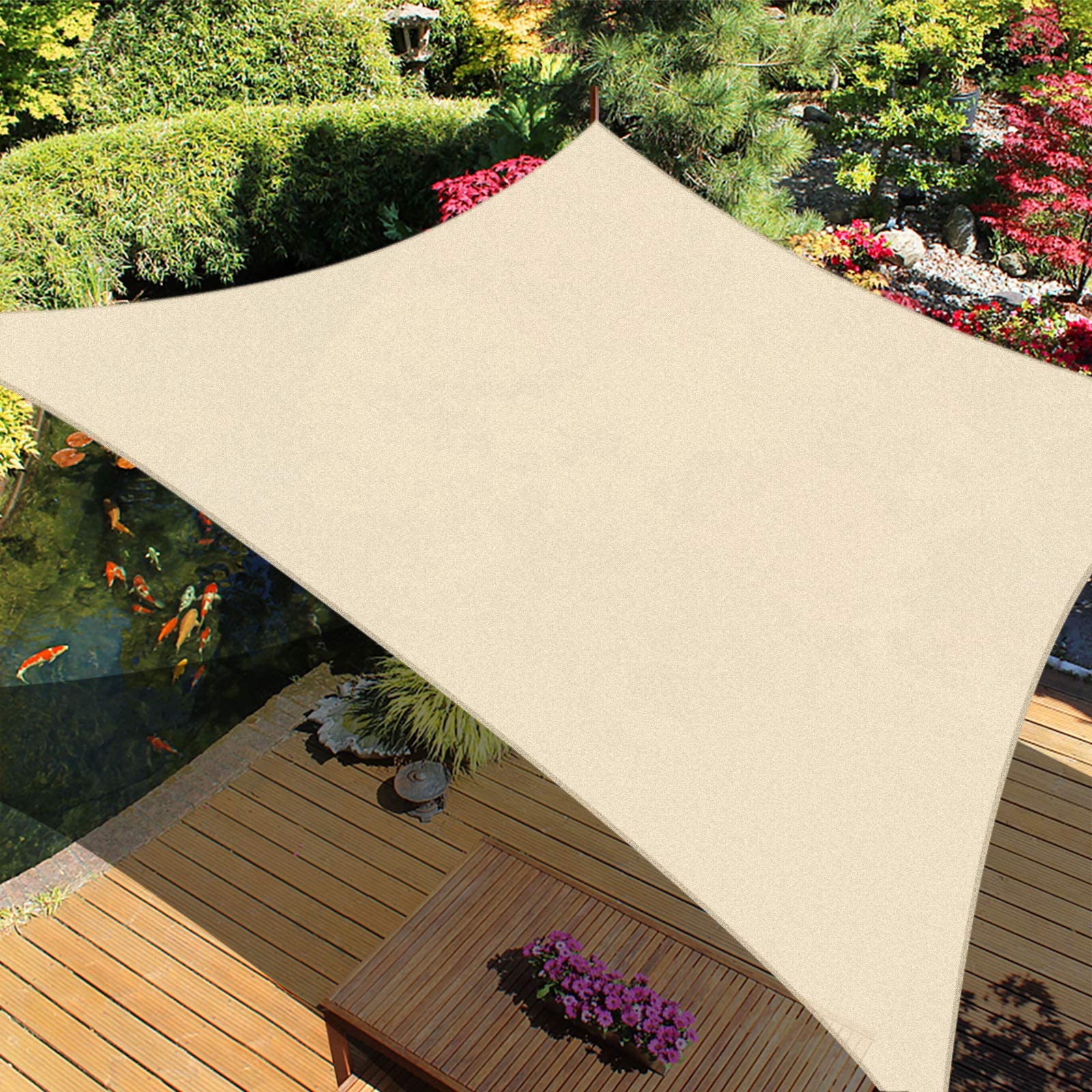 MofishAnti-UV Sun Shade Sail Premium Rectangle Canopy Awning Large Size Outdoor Patio Carport Suitable for Terraces Swimming Pools Balconies Carports Seaside Vacations, Khaki (5m x 7m)