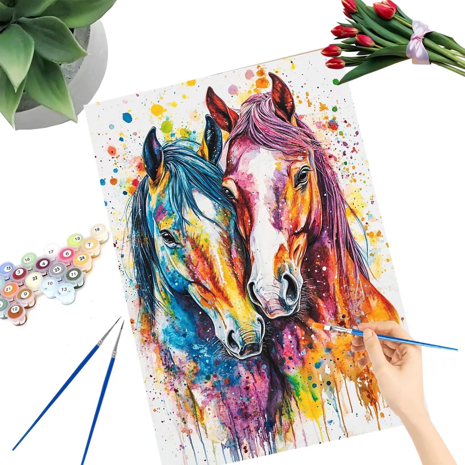 Pintar por Numeros Adultos pintar por numeros niños manualidades niños 10 años, DIY Pintar por Números de Pincel y Pintura acrílica Decoraciones para el Hogar Manualidades, sin Marco 60x80cm C-132