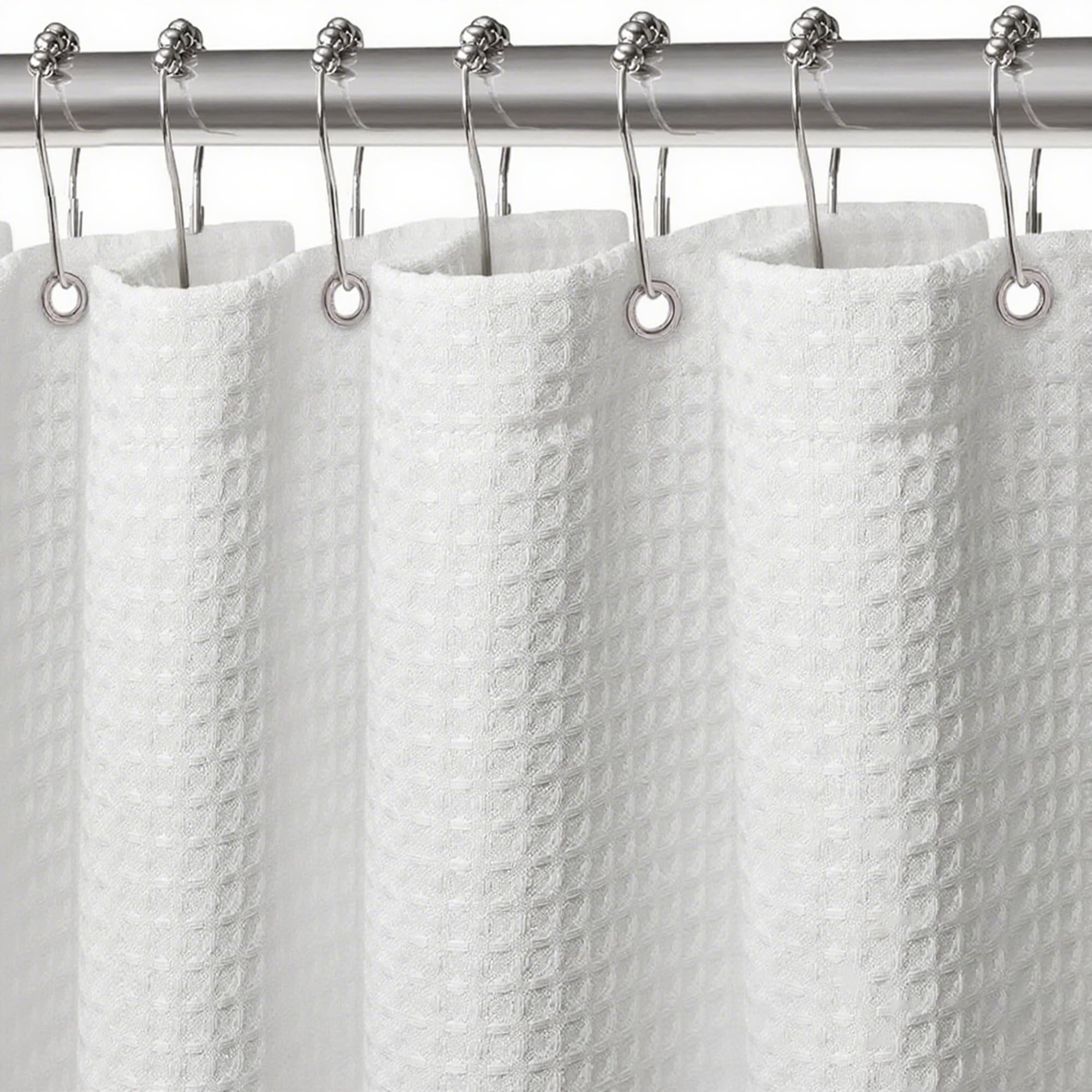 FIISAYL Waffel Duschvorhang Shower Curtains mit Magnet Waschbar Textil Polyester Stoff Bad Vorhang mit 12 Duschvorhangringe Wasserdicht für Dusche und Badewanne