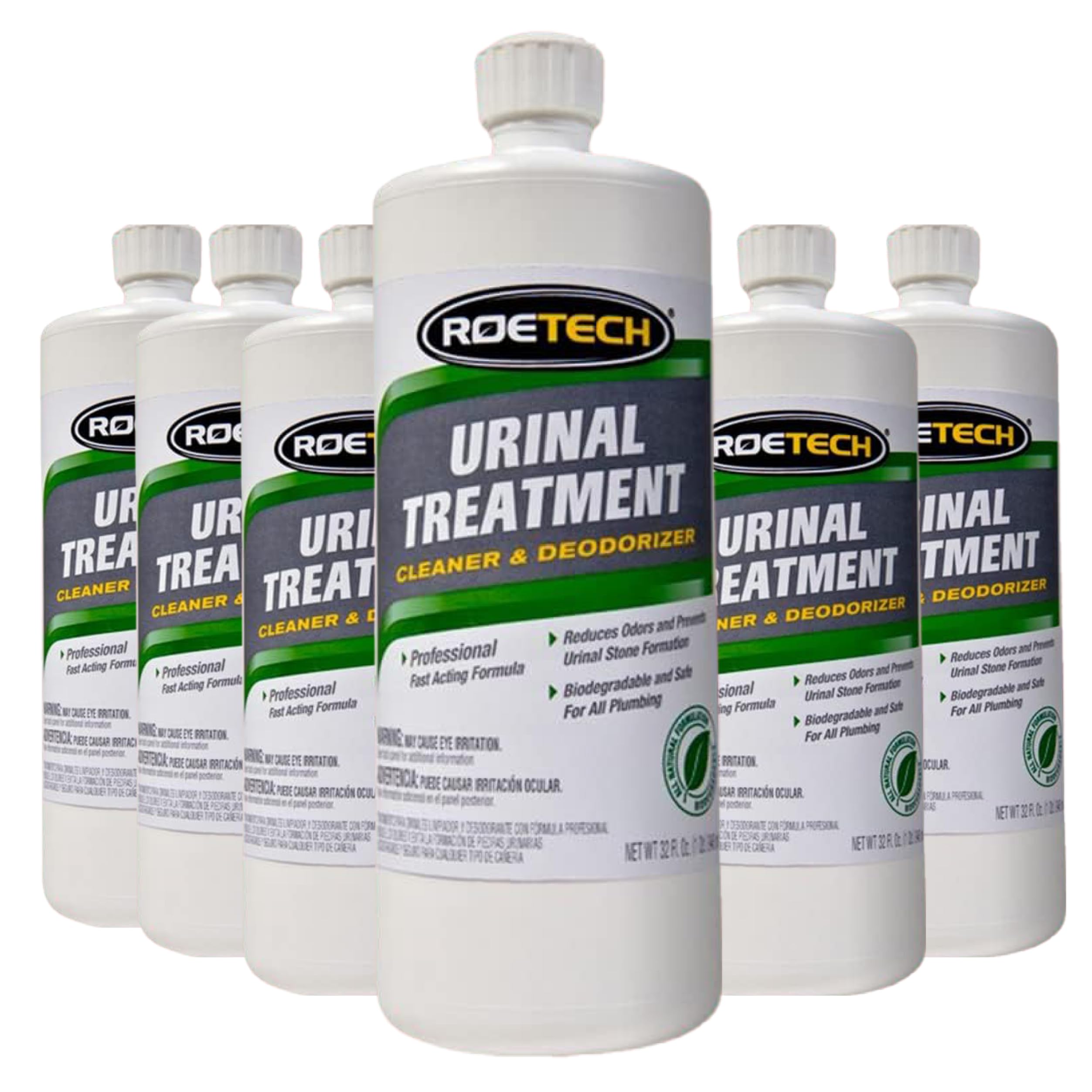 Roetech UT-Q Urinal Drain Cleaner, Urine Odor Eliminator and Deodorizer with Bacteria, Liquid Treatment Utilizes Ammonia, 32 fl oz (Pack of 6)