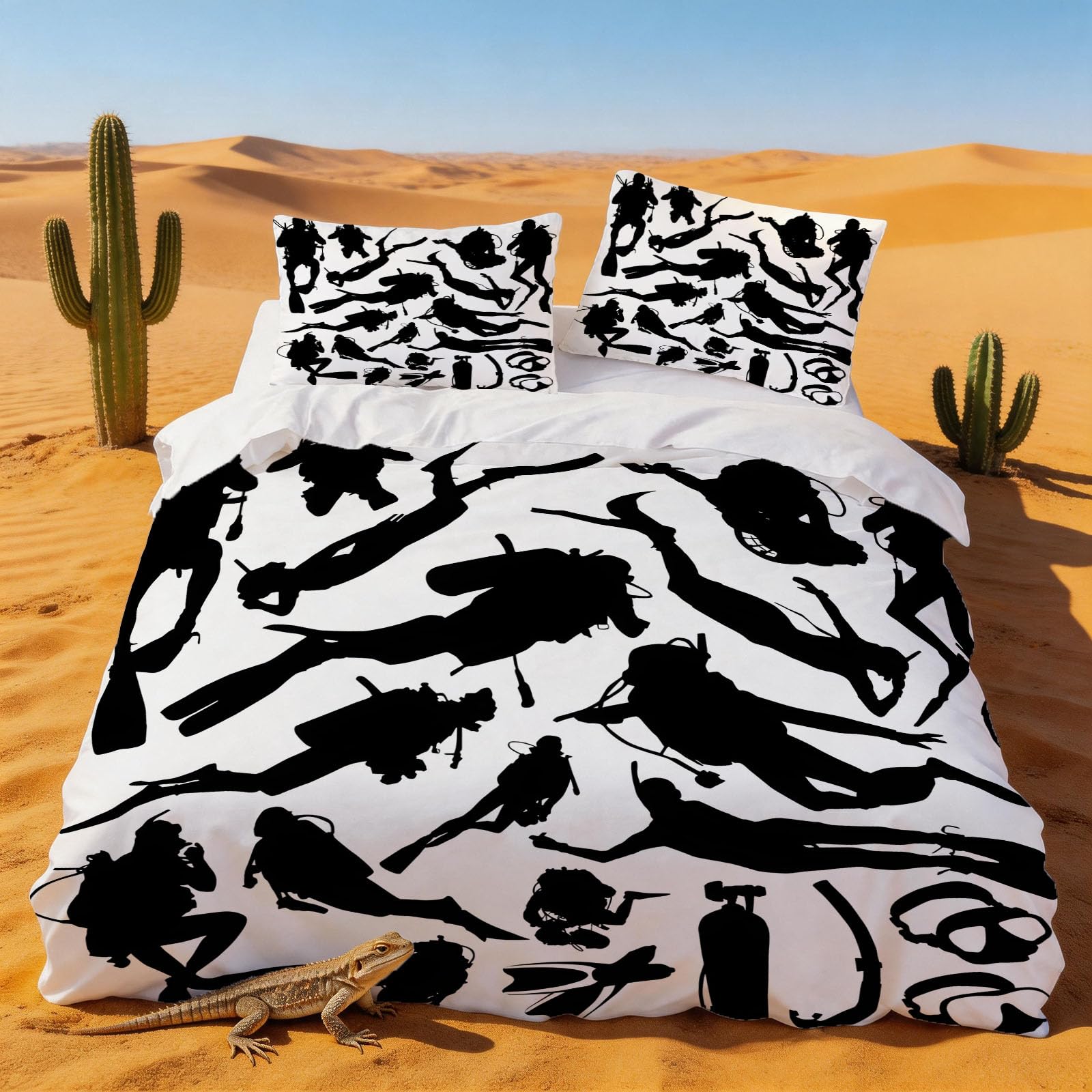 Housse de couette 220x240 microfibre douce lit 2 personnes motif mer et surf