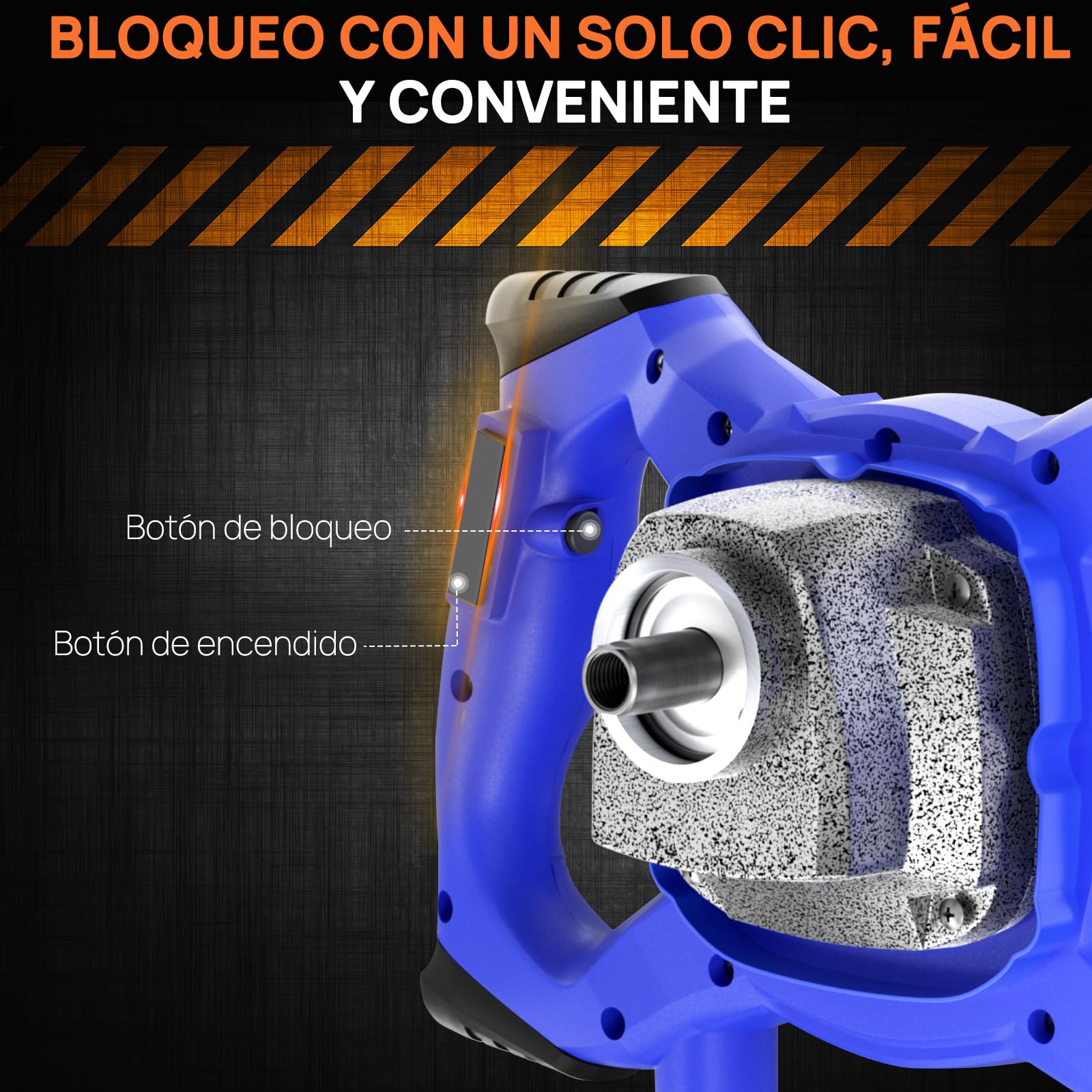 Mezclador de Mortero 2600W,Malaxeur Mortier Colle de Hormigón Eléctrico, Agitador M14 Ajustable, 6-Velocidad Variable Mezclador Eléctrico, Lechada de Cemento, Hormigón，Pintura