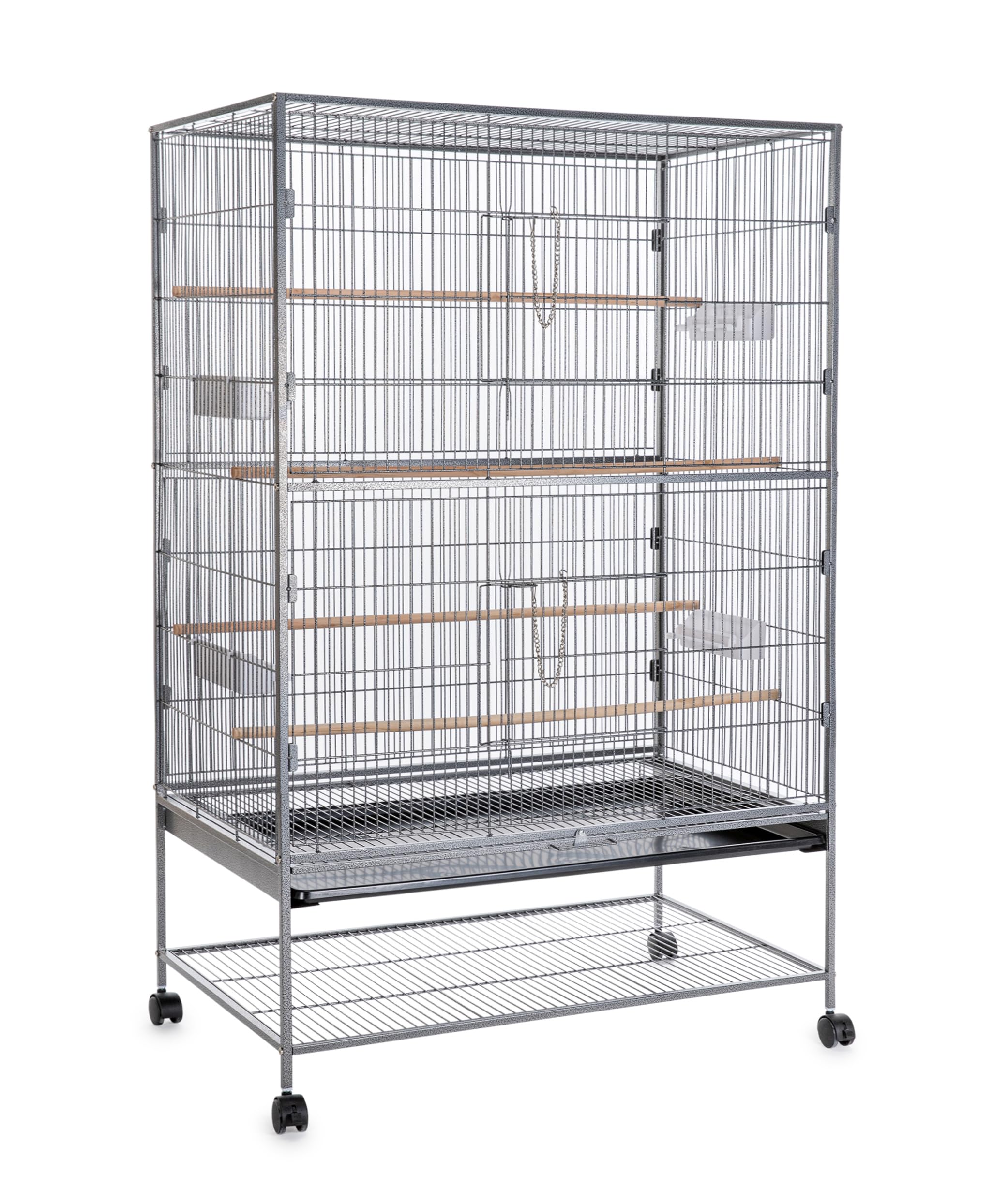 EgardenkartExtra Large Bird Cage - 153cm, Wrought Iron Birds Cage with Rolling Stand | Parrot Cage with Anti-Rust Paint, Wooden Perches, Feeders | Bird Cage Large with Easy-Clean Tray (X Large)