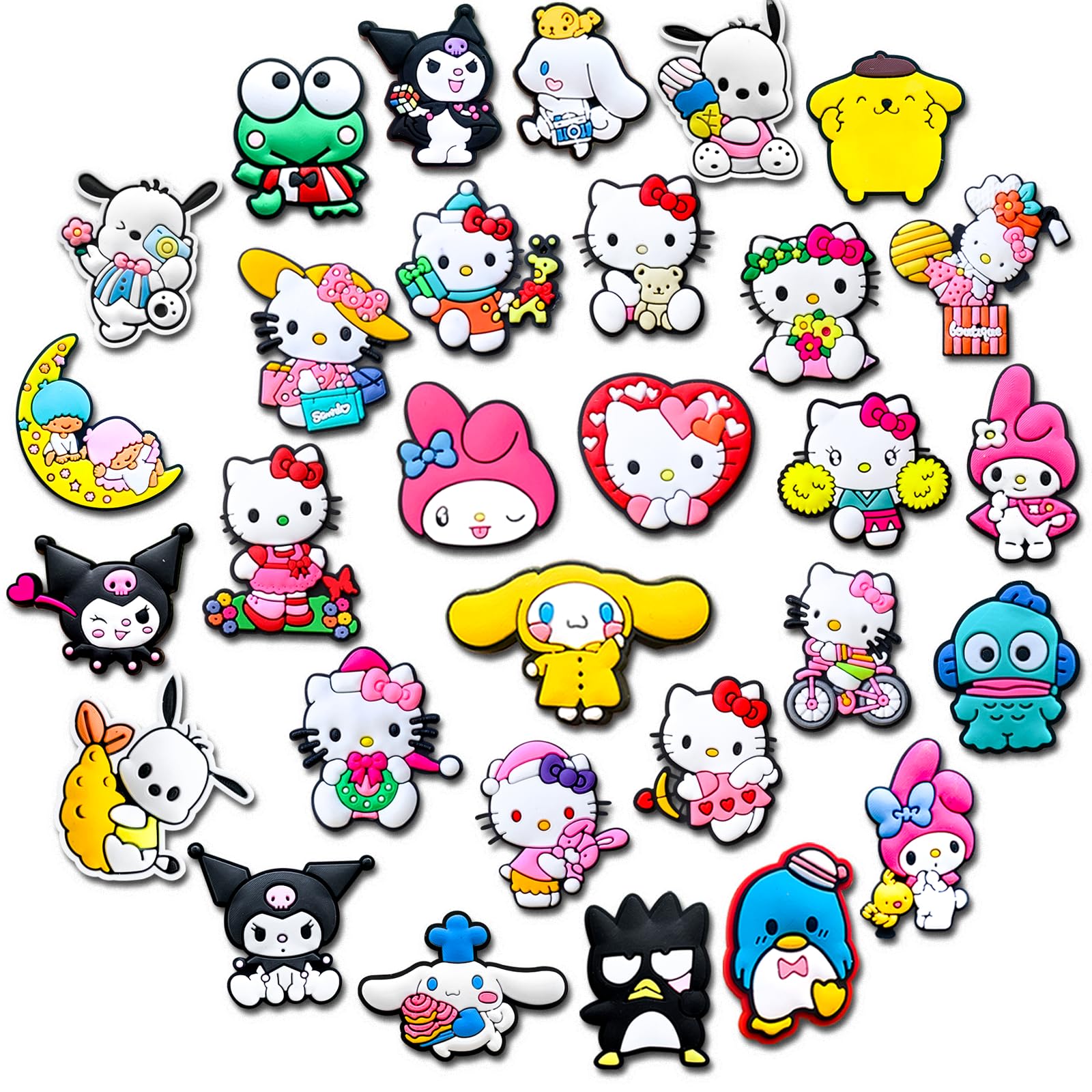 30PCS Shoe Charms Fits for Clog Sandals Shoes Decoration, Cartoon Animals Accessories Charms for Shoes