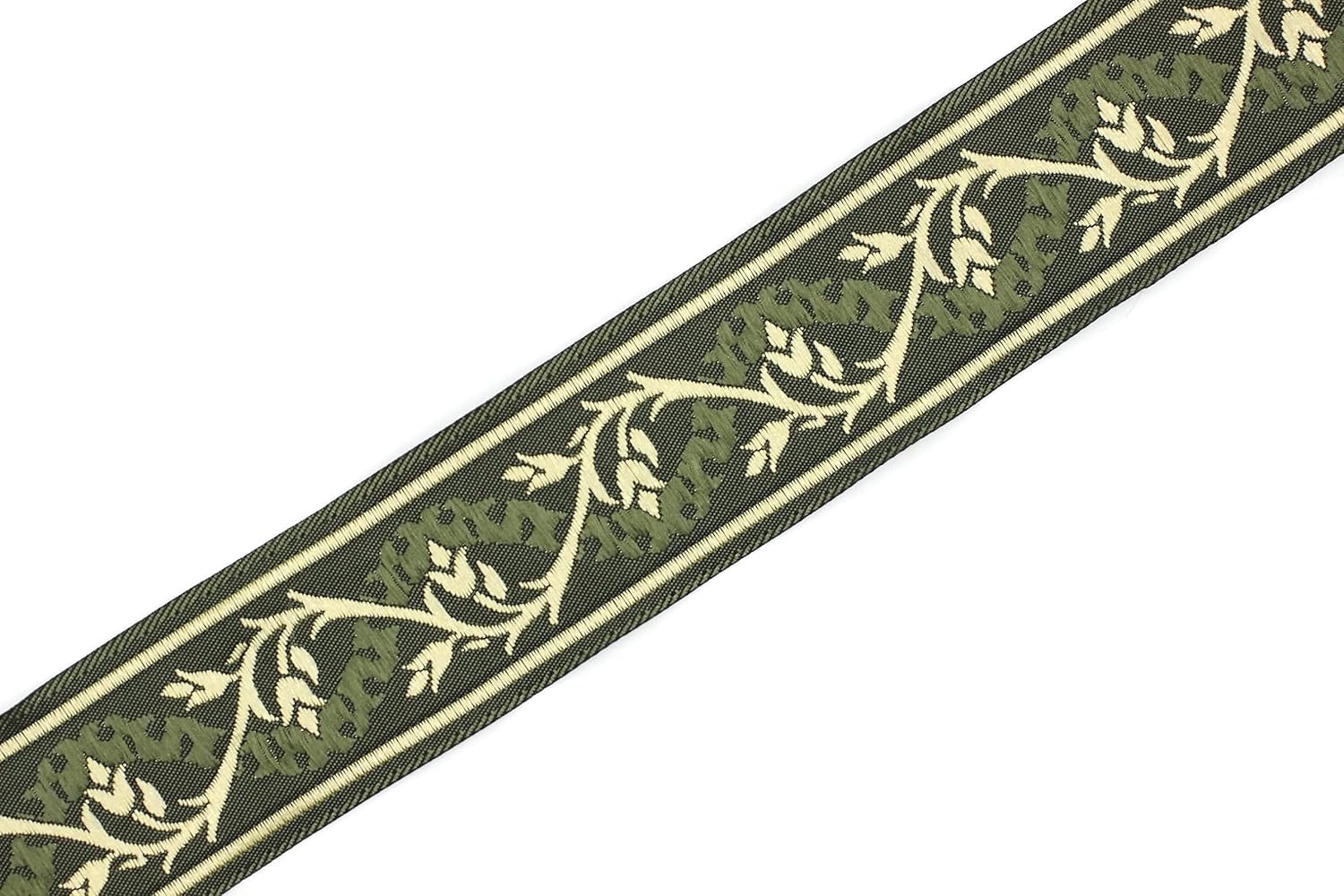 11 Yard Spool 1.37 inches Wide Dark Green Gold Tulips Jacquard Ribbon Woven Trim Woven Retro Fabric Home Decoration Embellishment Homecoming Mum Accessories Supplies Lace Vintage 35094