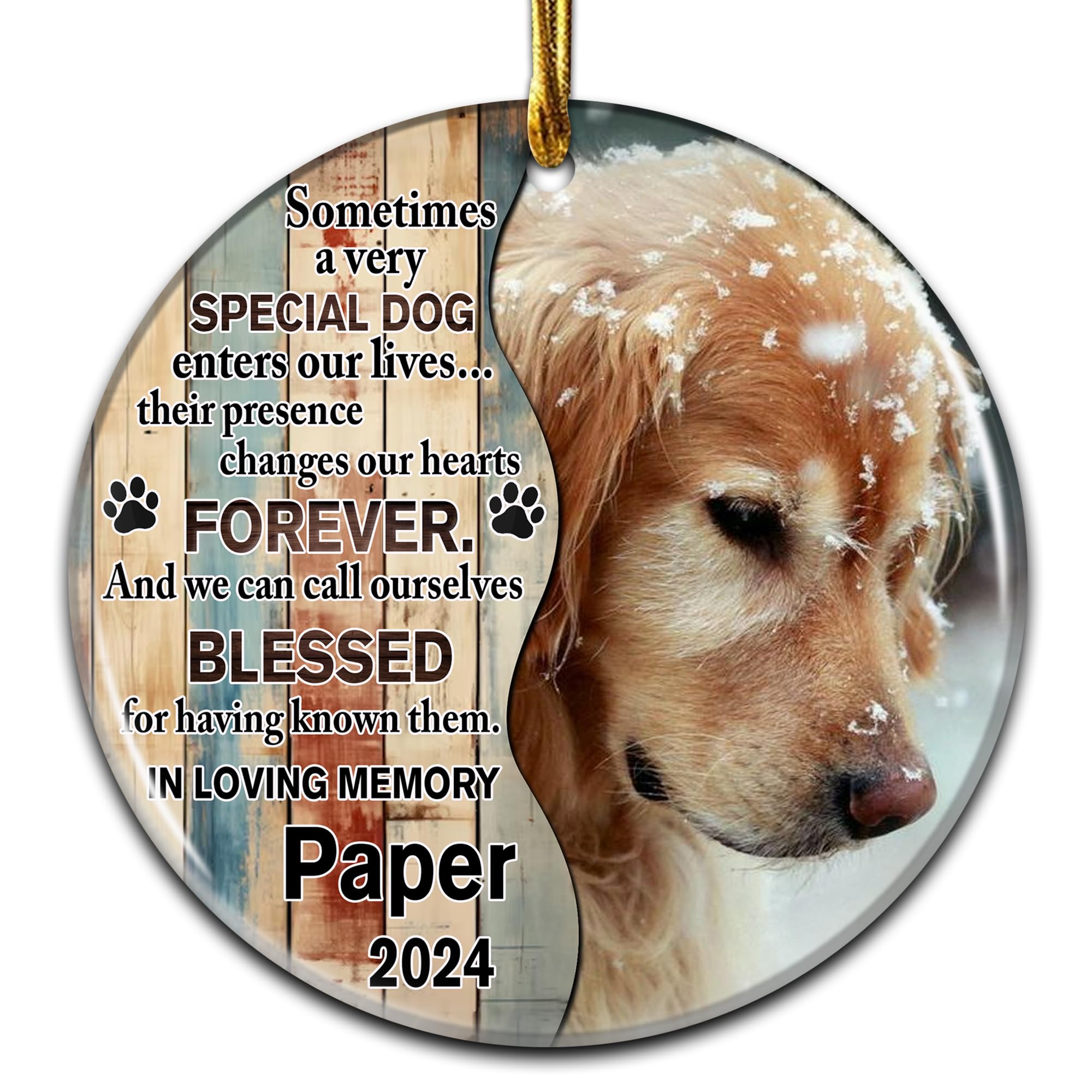 Dog Memorial Ornament with Picture Custom Name Photo Dogs Remembrance for Loss of A Pet Bereavement Missing Sympathy Gifts Keepsake in Loving Memory Decorations Home Christmas