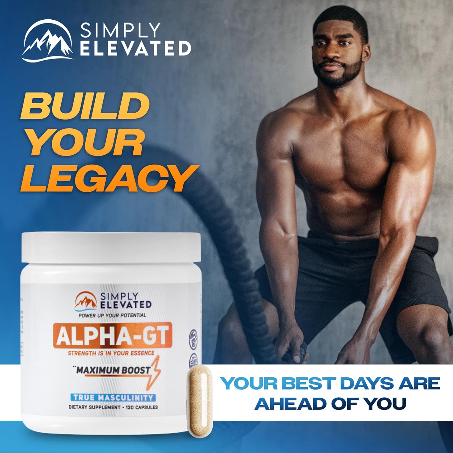 Simply Elevated Alpha-GT - 14-in-1 Male Enhancing Supplement, Testosterone Booster for Men with Ashwagandha, Tongkat Ali, Tribulus & Fenugreek, Supports Masculine Energy, Drive & Confidence, 2500 mg - Image 7