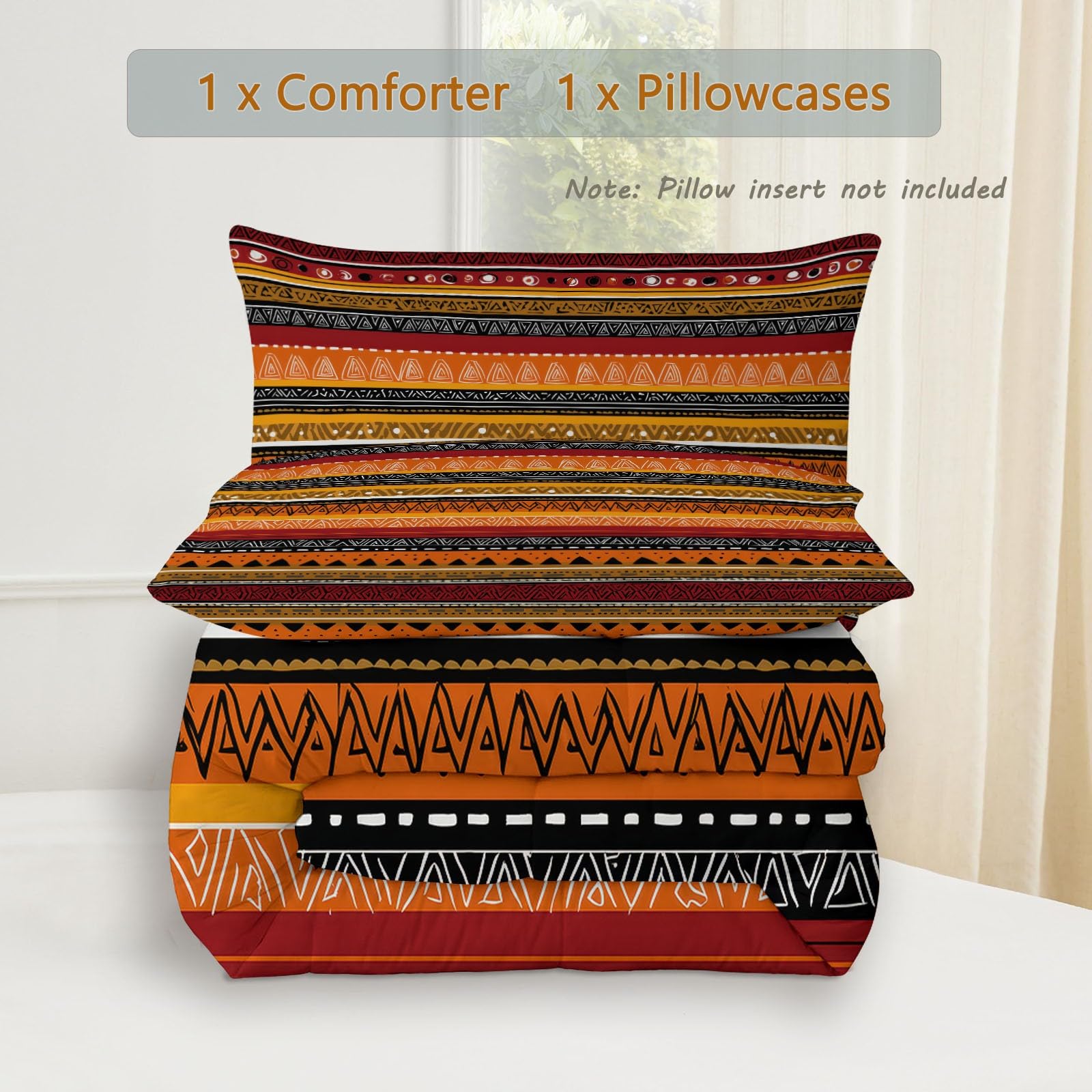 Bettdecke 155 x 220 cm 4 Jahreszeiten, Retro Tribal Geometrisch Gestreift Steppdecke, Warme Ganzjahresdecke - Mehrfarbig Bettdecke ohne Bezug, Waschbar Schlafdecke mit 2 Kissenbezug
