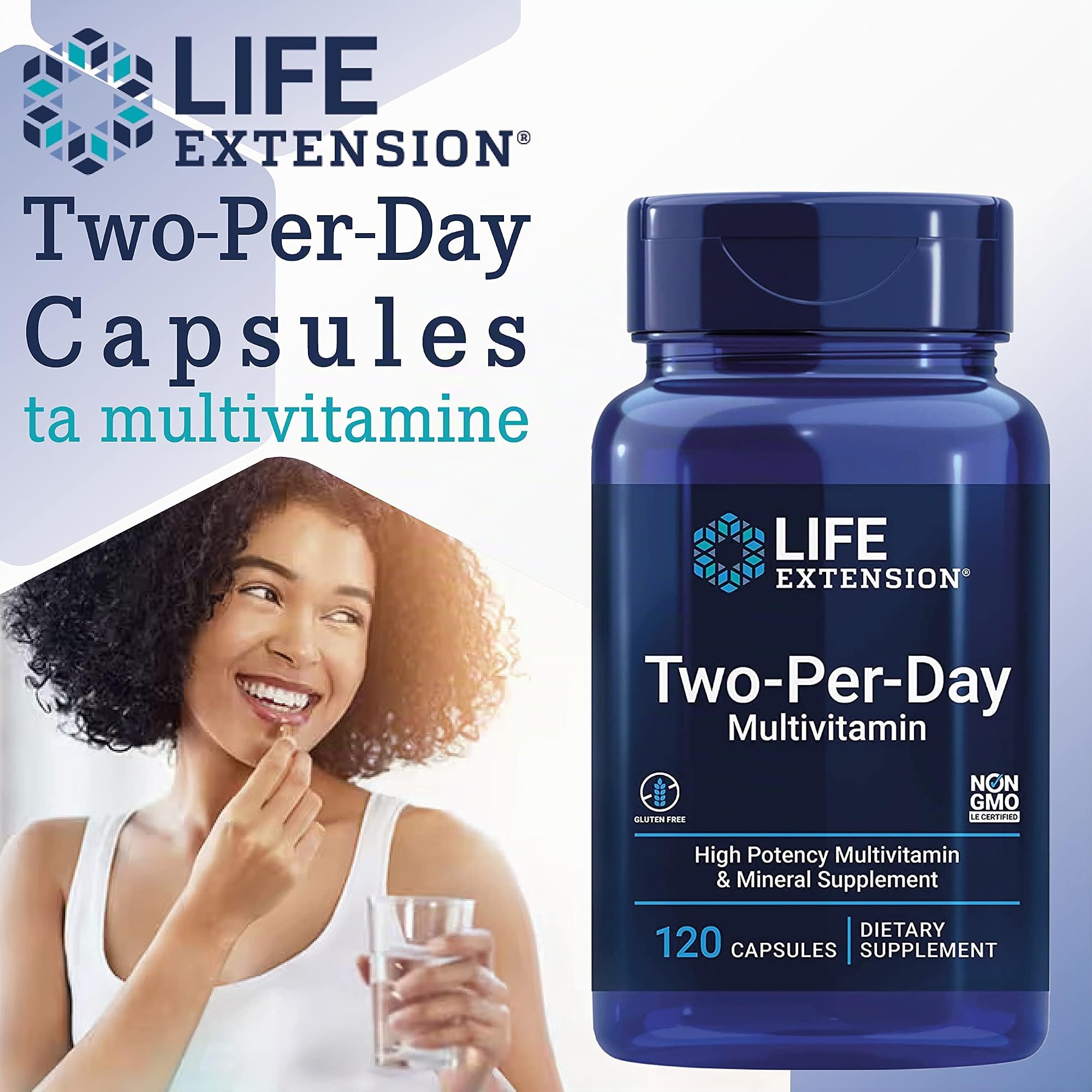 Life Extension, Multivitamin Two per Day, 120 Capsules, Sans Gluten, Sans Soja, Sans OGM