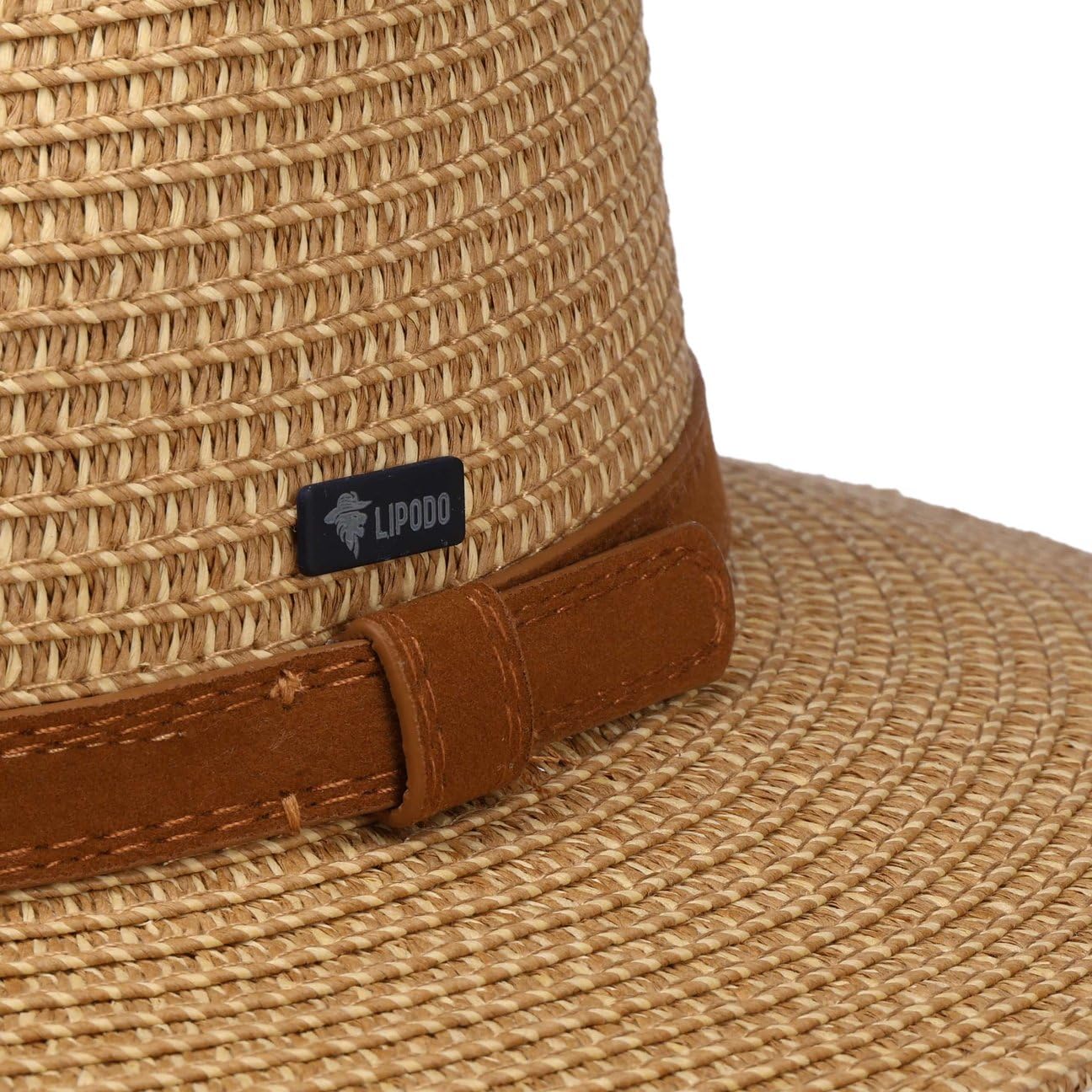 LIPODO Marvello Cappello Traveller in Paglia di Viscosa Fascia in Similpelle Prodotto in Italia Uomo Primavera Estate