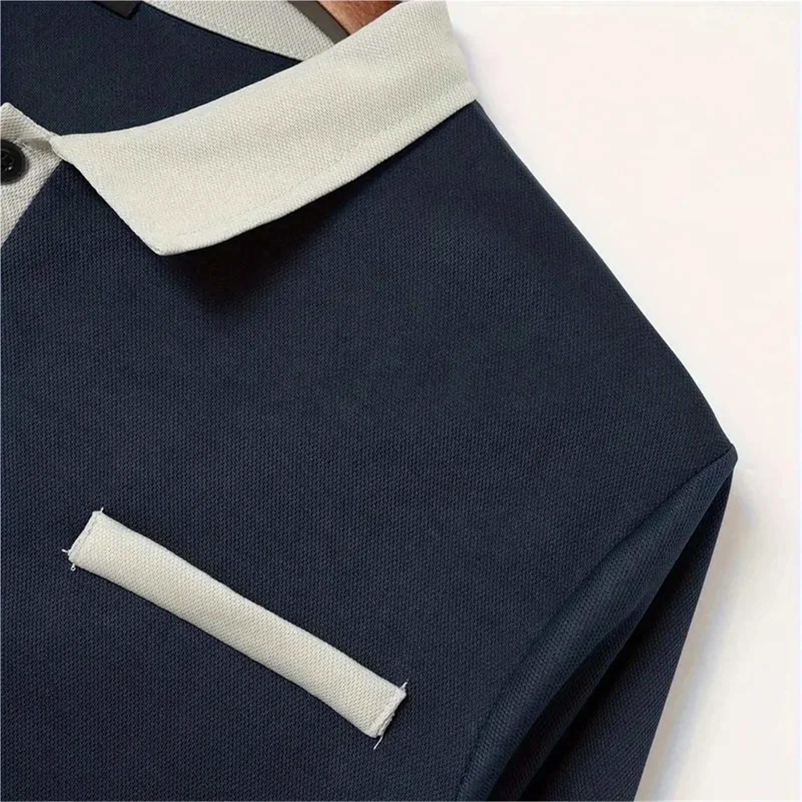 Polo da Uomo a Maniche Lunghe, Casual, Lavoro, alla Moda, Classica, con Risvolto, Taglie Forti, Primavera e Autunno per Golf Tennis