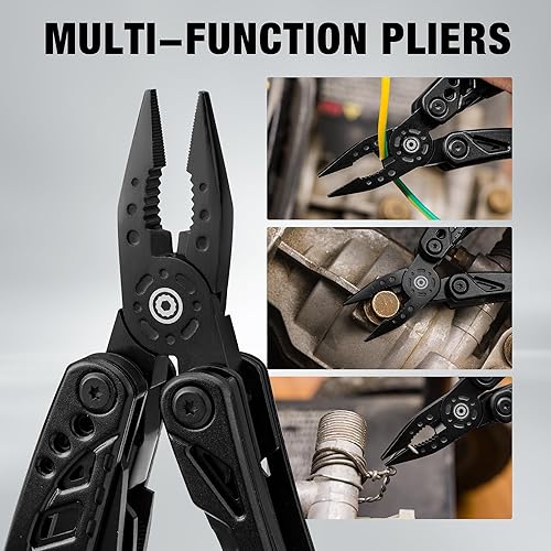 Miniatura 4 de DURATECH Cuchillo multiherramienta 11 en 1, cuchillo de bolsillo multiherramienta de acero inoxidable con hoja grande, alicates, destornilladores,