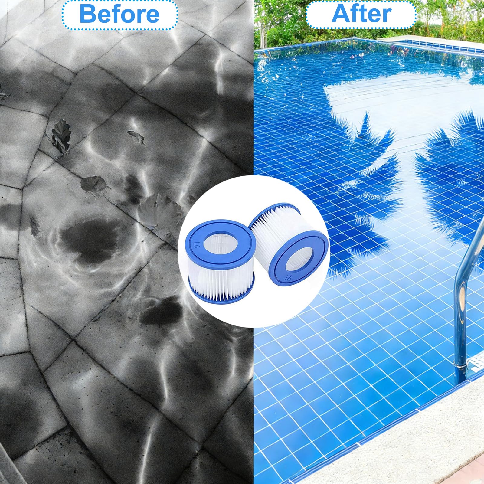 8 Piezas Cartucho de Filtro Piscina Tipo Vi Filtro de Repuesto para SPA Tipo Vi Cartuchos de Filtro 58383 Compatible con Lay-Z-SPA Miami Vegas Monaco Palm Springs