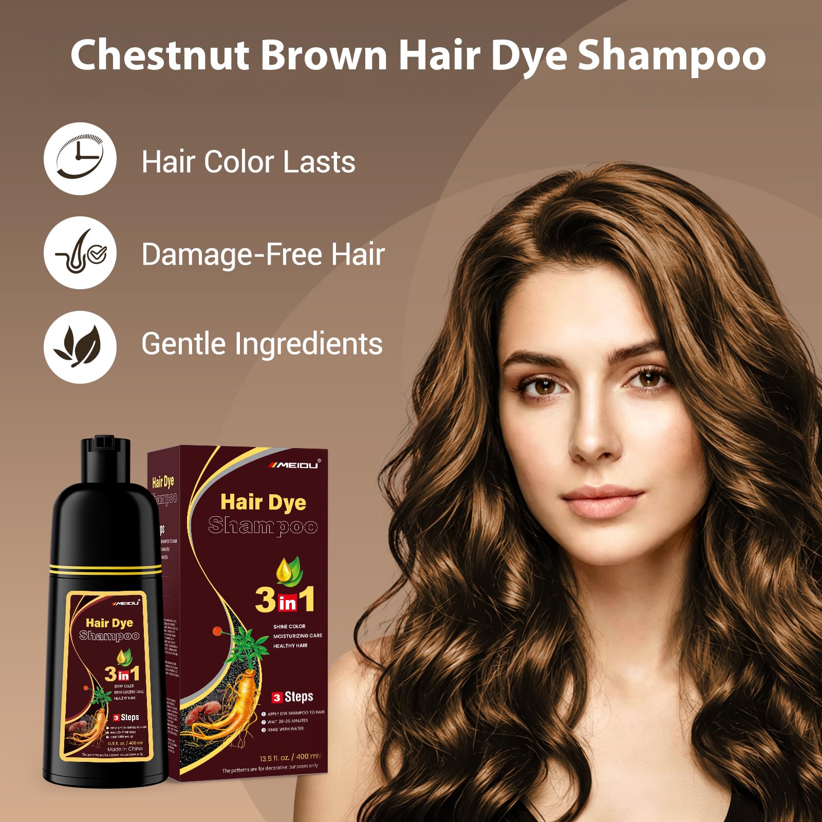 IIIMEIDU MEIDU 3-in-1 Gray Coverage Hair Dye Shampoo