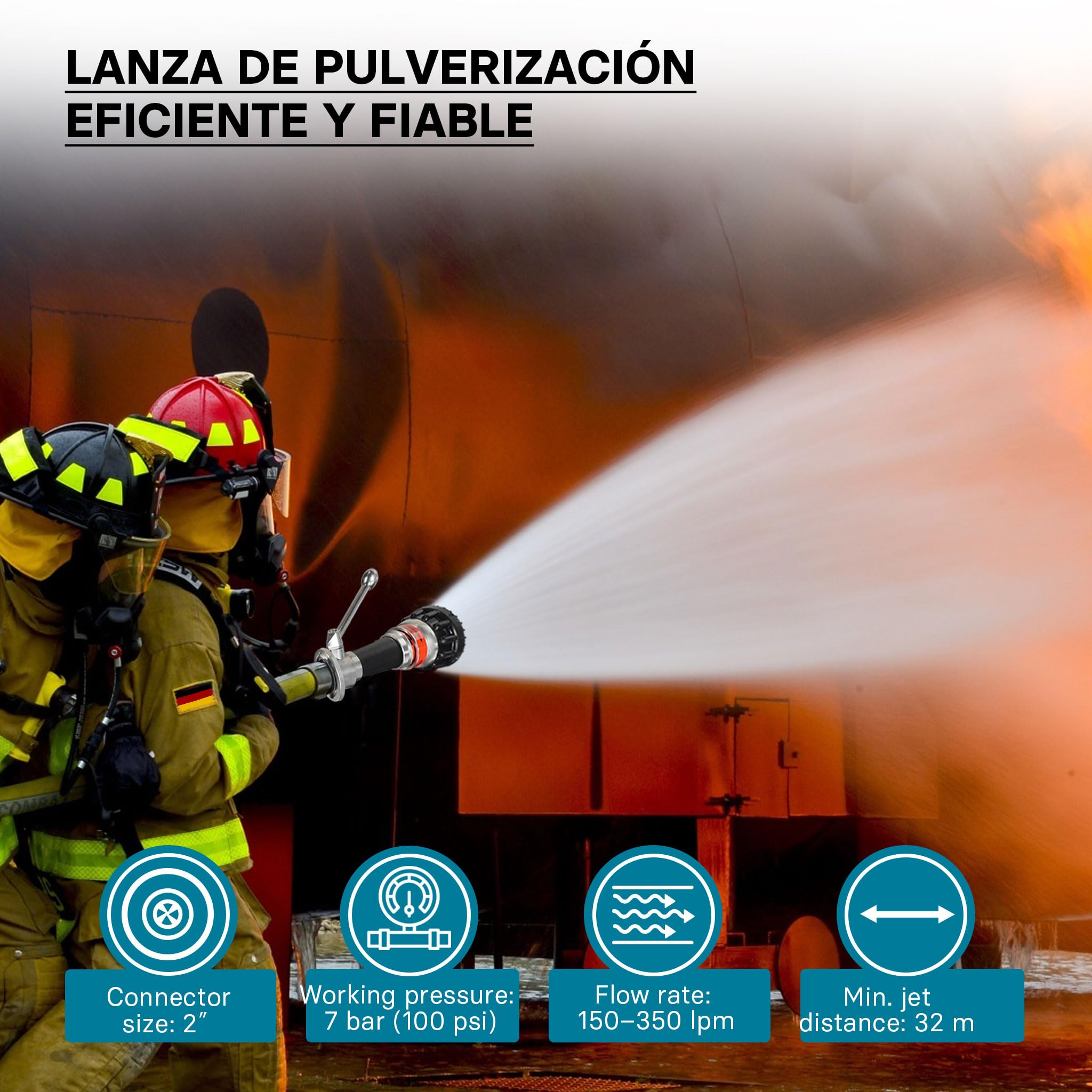 Boquilla de chorro nebulizador Acople-C Lanza de bomberos Extinción incendios Construcción Multiusos