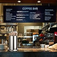 Vista 2 de MyLifeUNIT Soporte para popote para mostrador, soporte para agitadores de café de acero inoxidable, 6.7 x 4.9 pulgadas