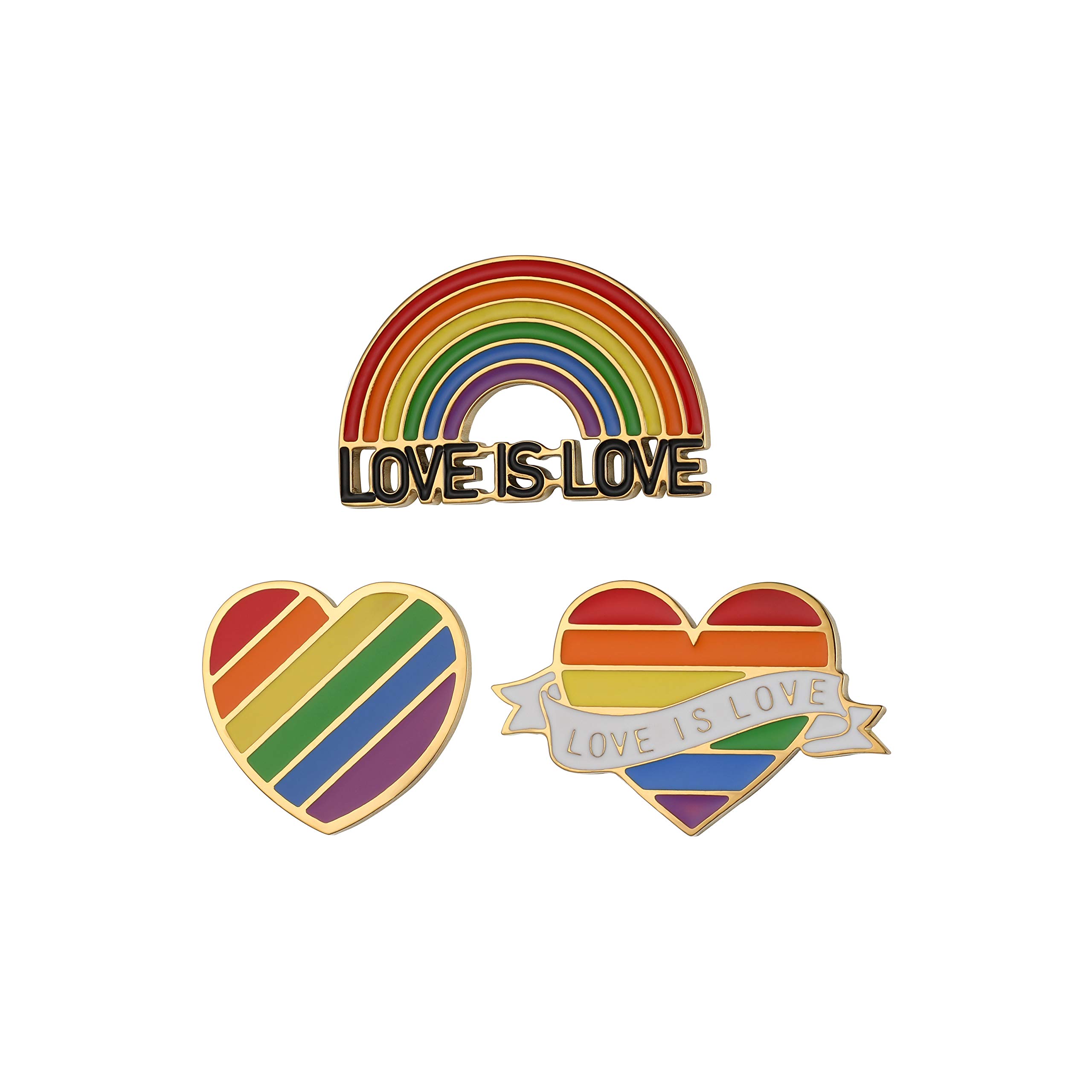 SUMFAN Gay Pride Pins - LGBTQ Accessories - Love is Love - Enamel Pins for Backpack, Hat & Lapel - Pride Festival Pins